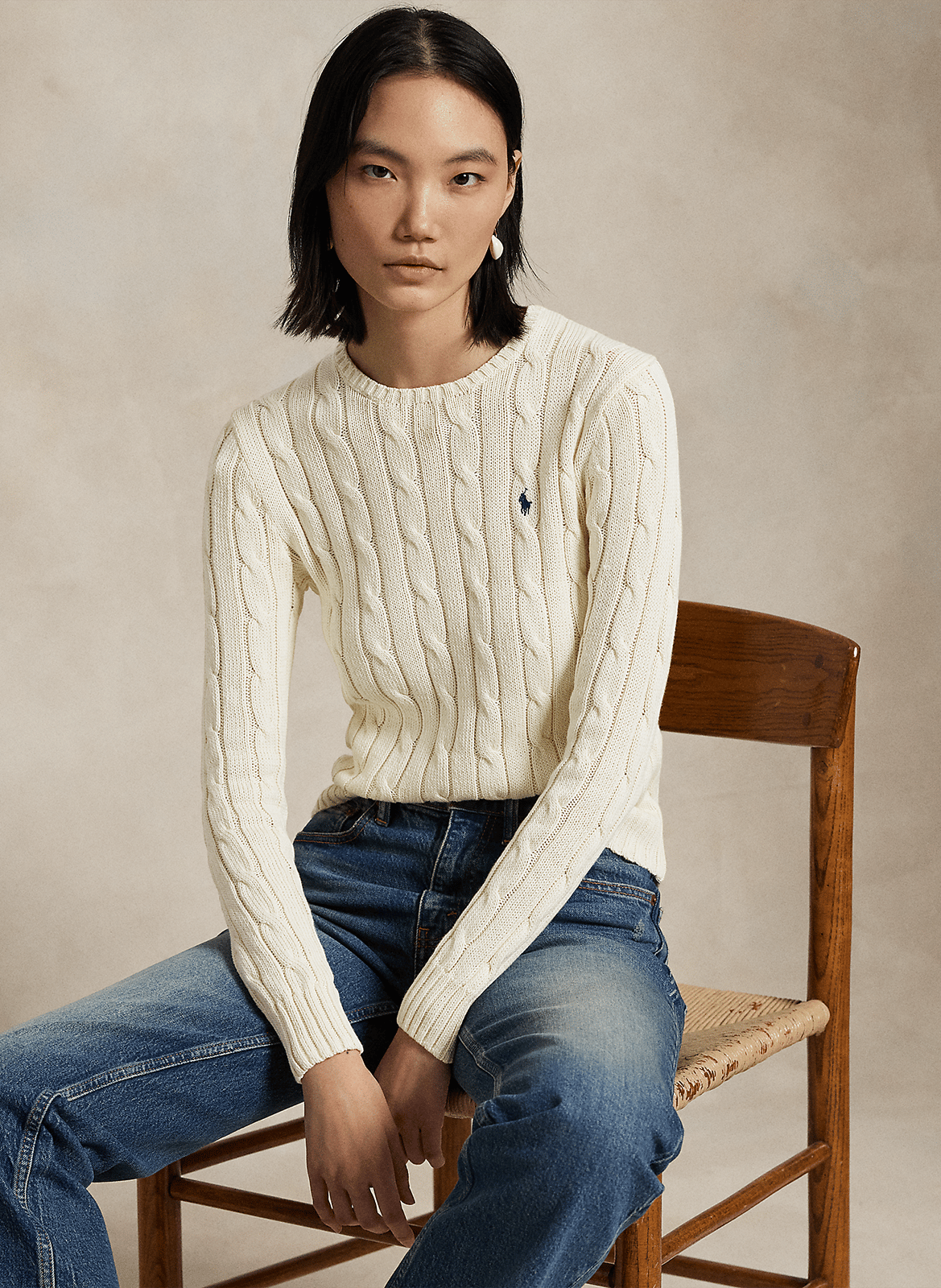 Round-neck wool- and cashmere-blend sweater POLO RALPH LAUREN White