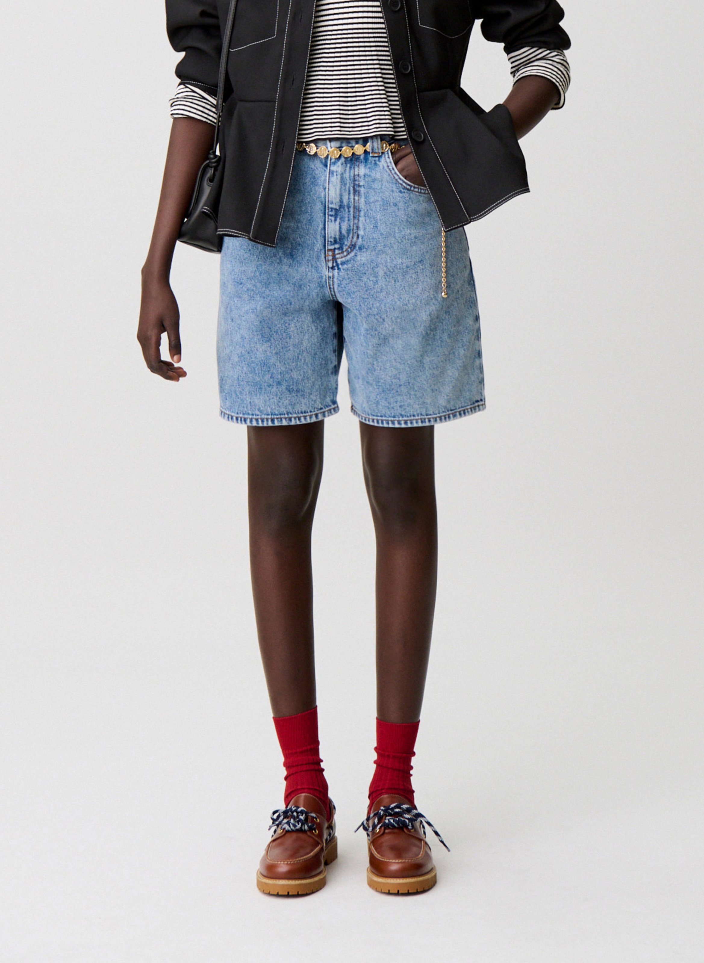 Weite Jeansshorts aus Baumwolle. CLAUDIE PIERLOT Blau