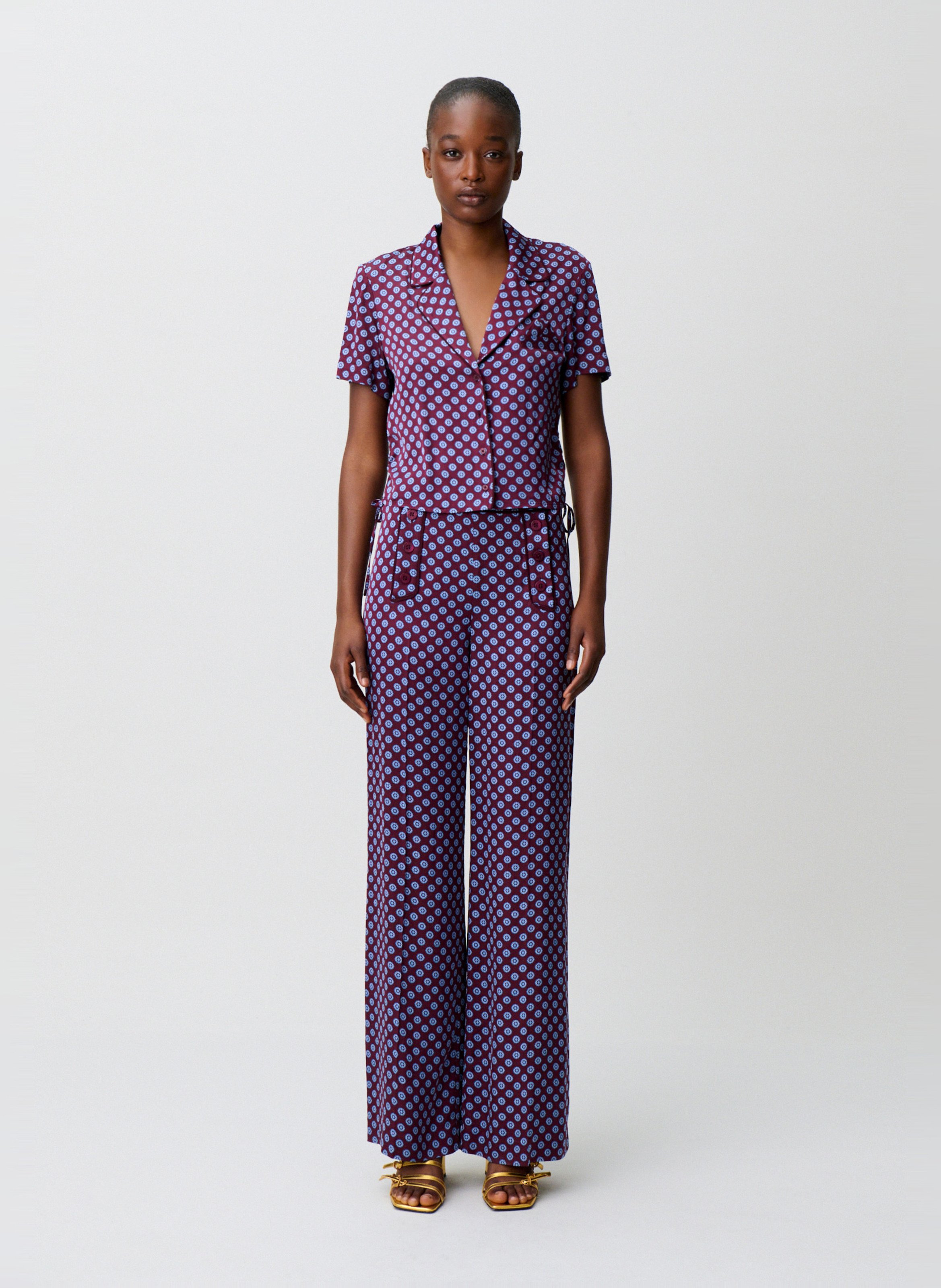 Chemise droite courte imprimée  CLAUDIE PIERLOT Rouge