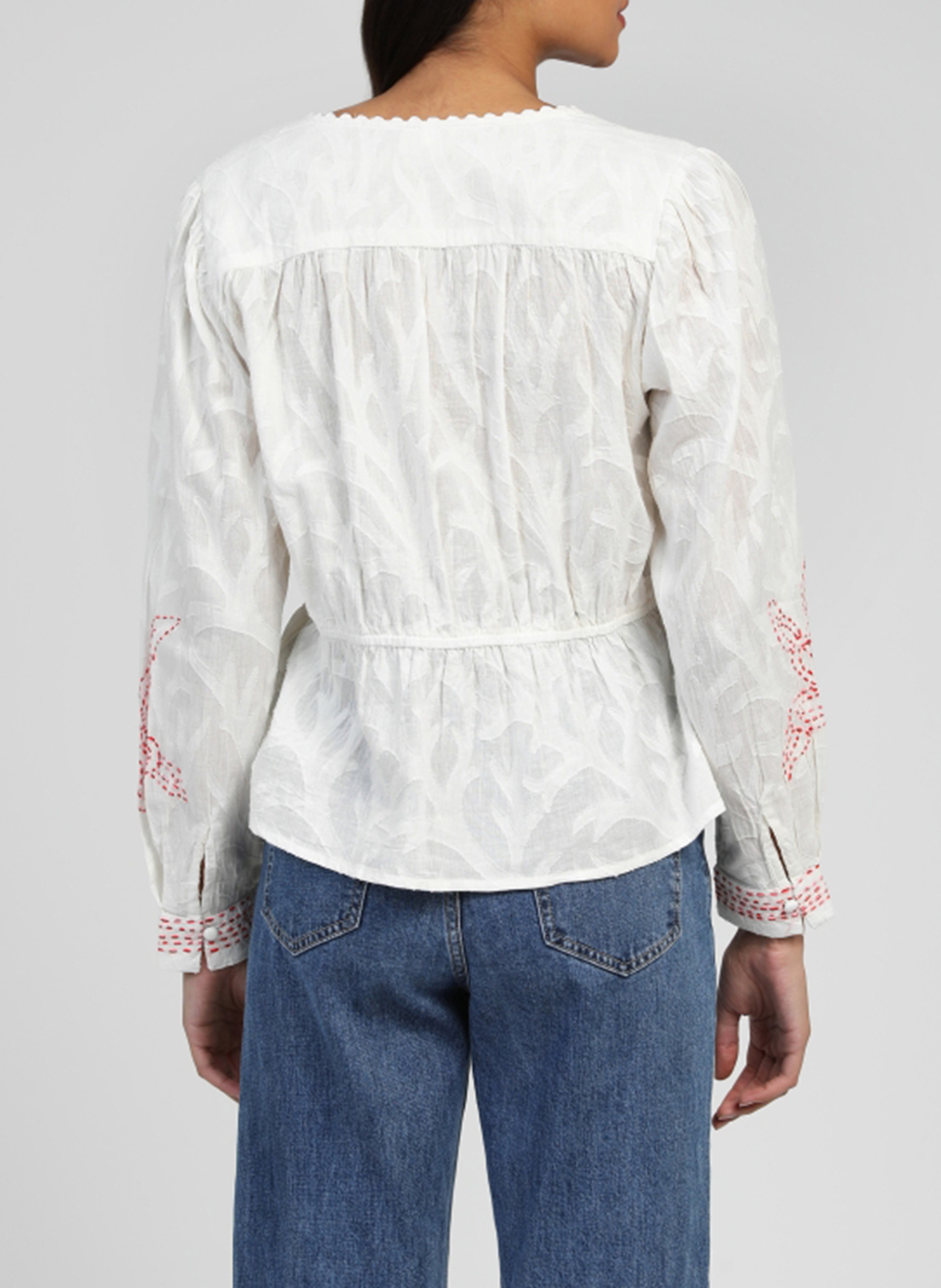 Rechte blouse van geborduurd katoen AN'GE Beige