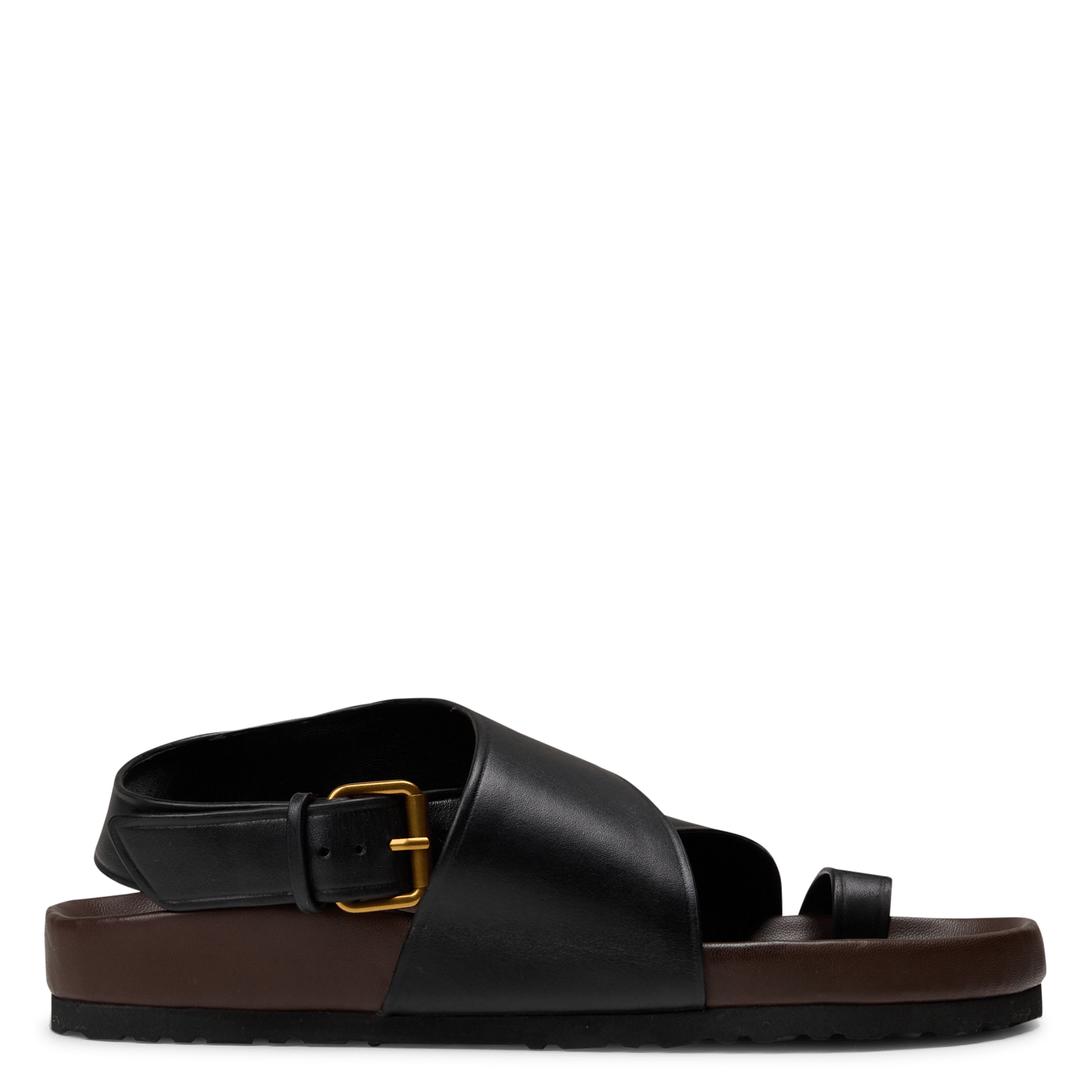 Flat leather sandals SOEUR Black