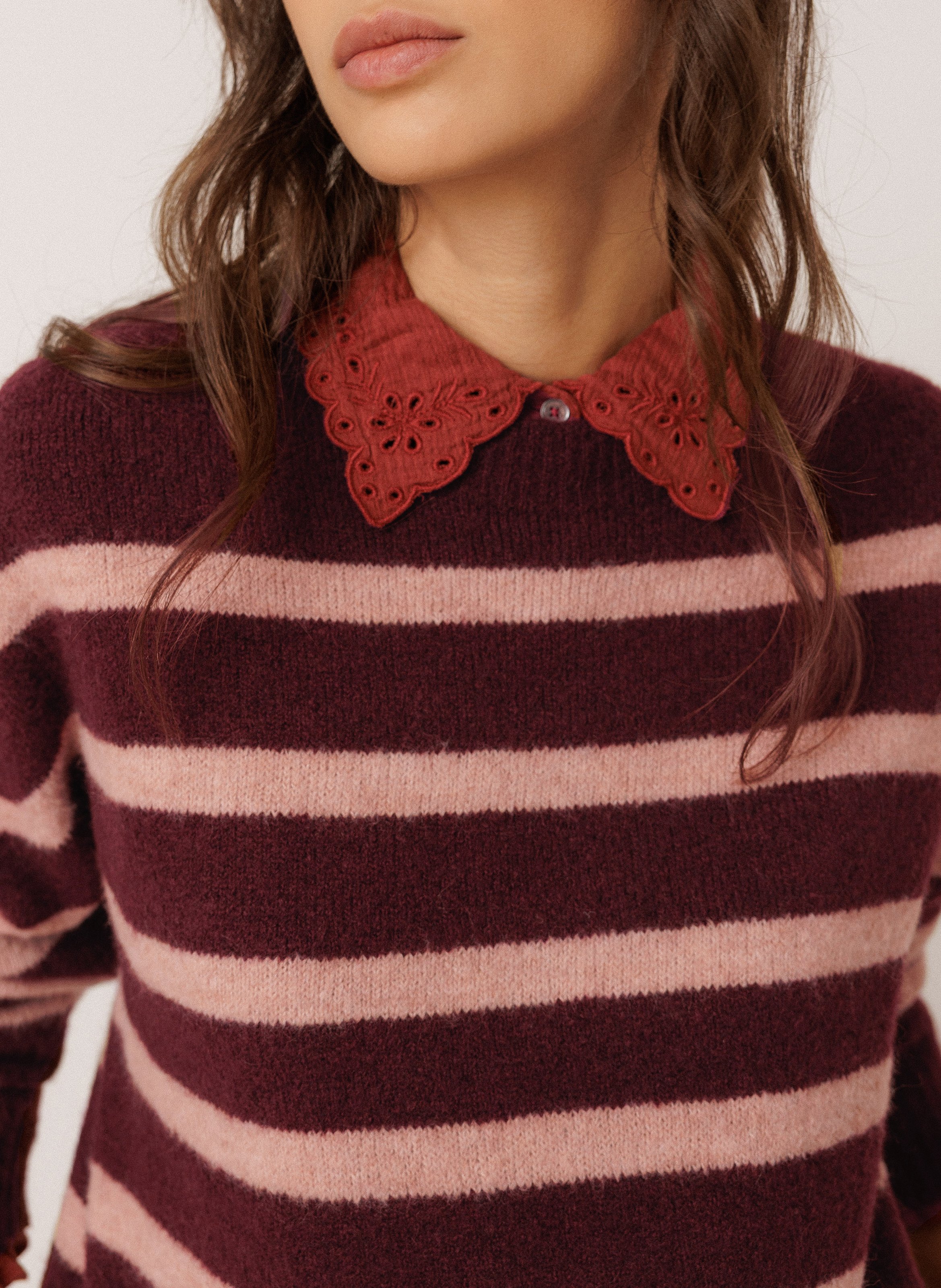 Pull oversize à rayures INDI & COLD Violet