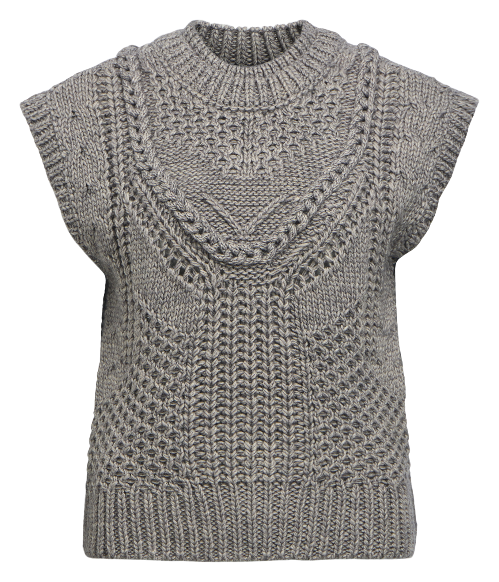 Kurz&auml;rmliger Strickpulli OBJECT Grau