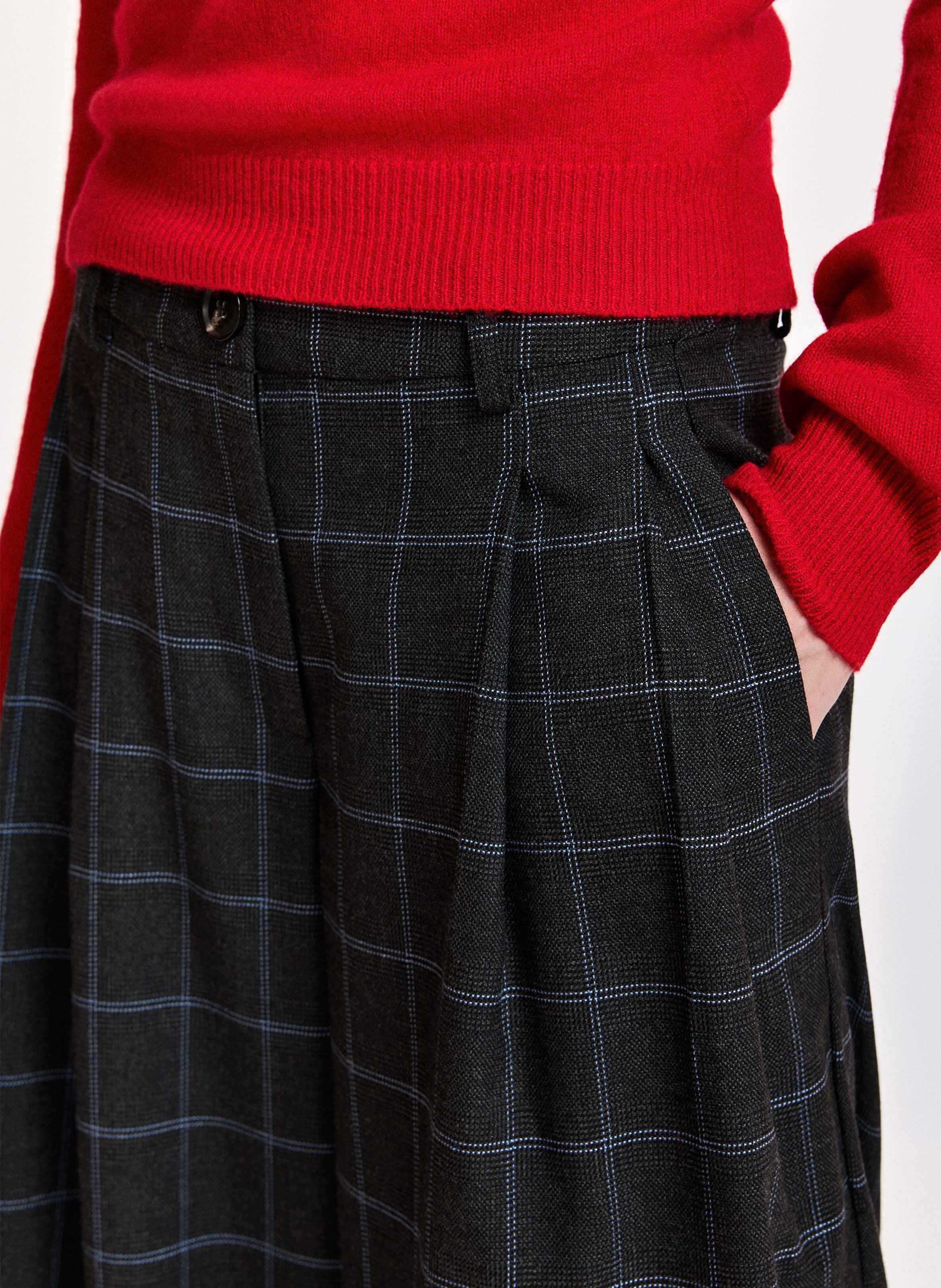Wide checked pants ESSENTIEL ANTWERP Grey