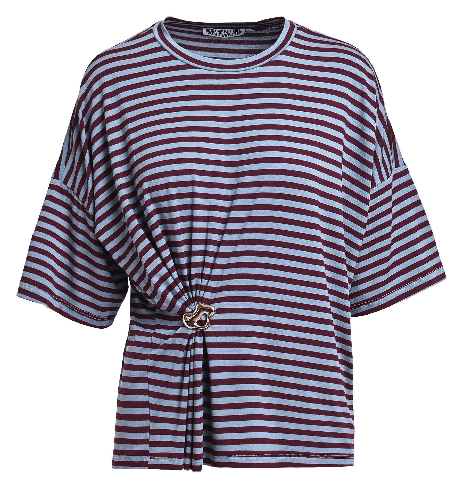 Tee-shirt oversize col rond rayé ESSENTIEL ANTWERP Rouge
