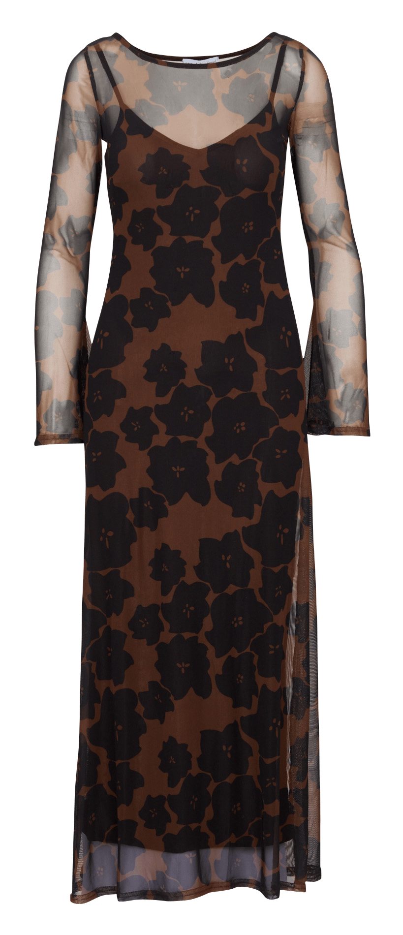 Robe longue moulante à imprimé NEVER FULLY DRESSED Marron