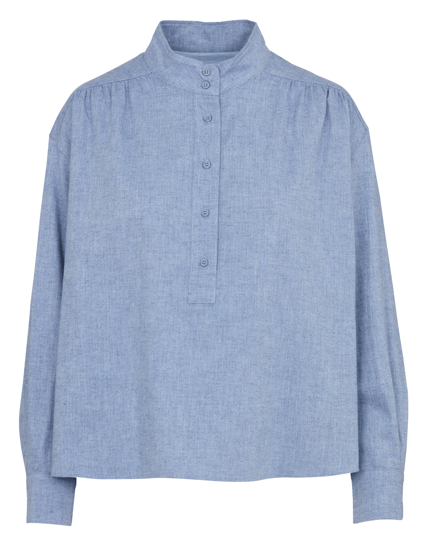 Straight cotton Mao collar blouse SACRECOEUR Blue