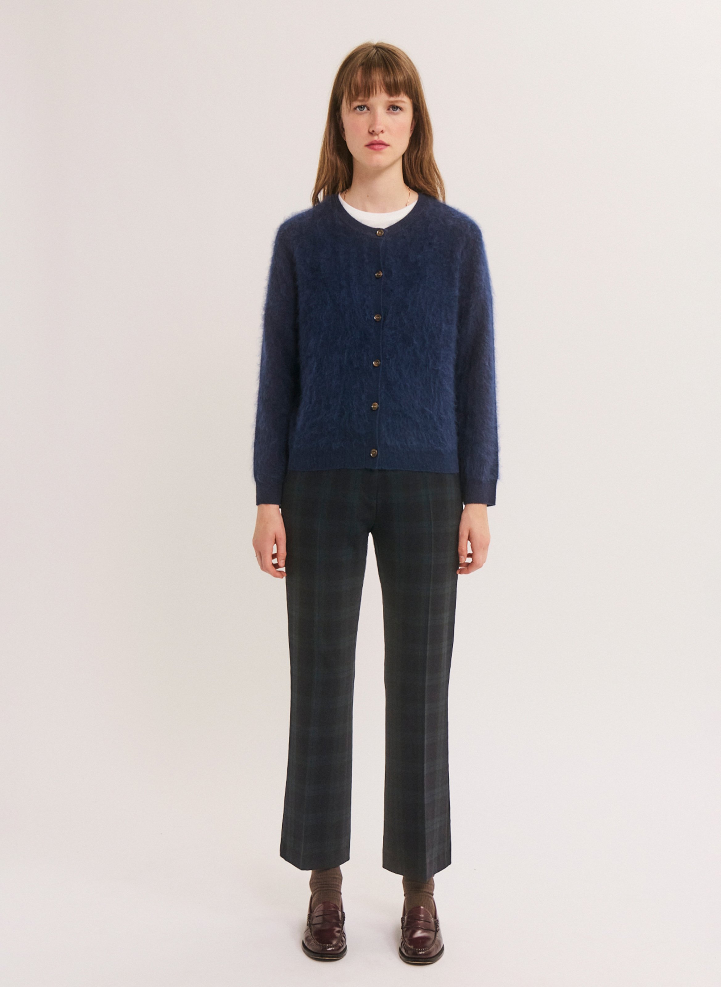 Rechte wollen cardigan PABLO Blauw