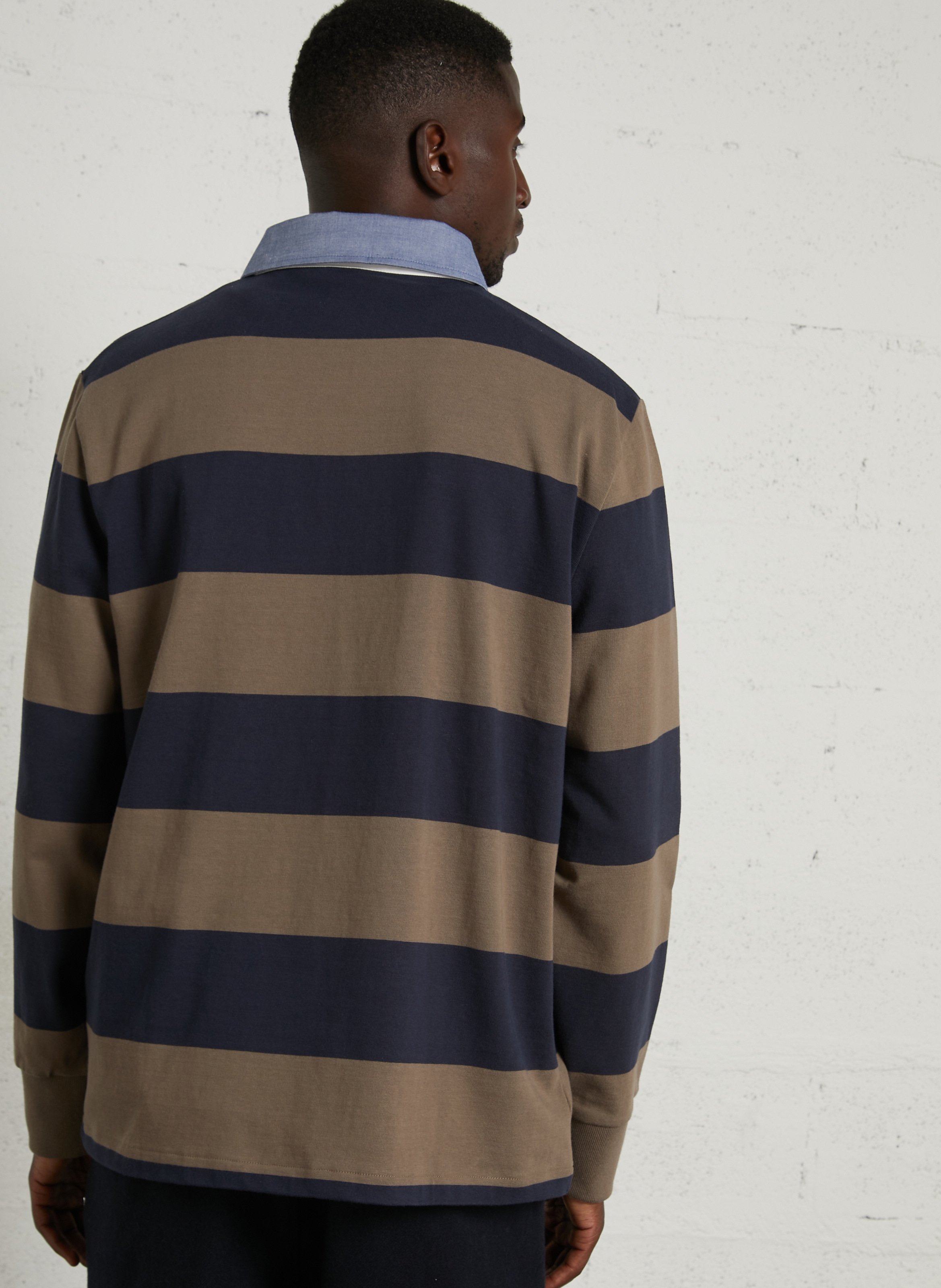 Polo droit en coton rayé GANT Beige