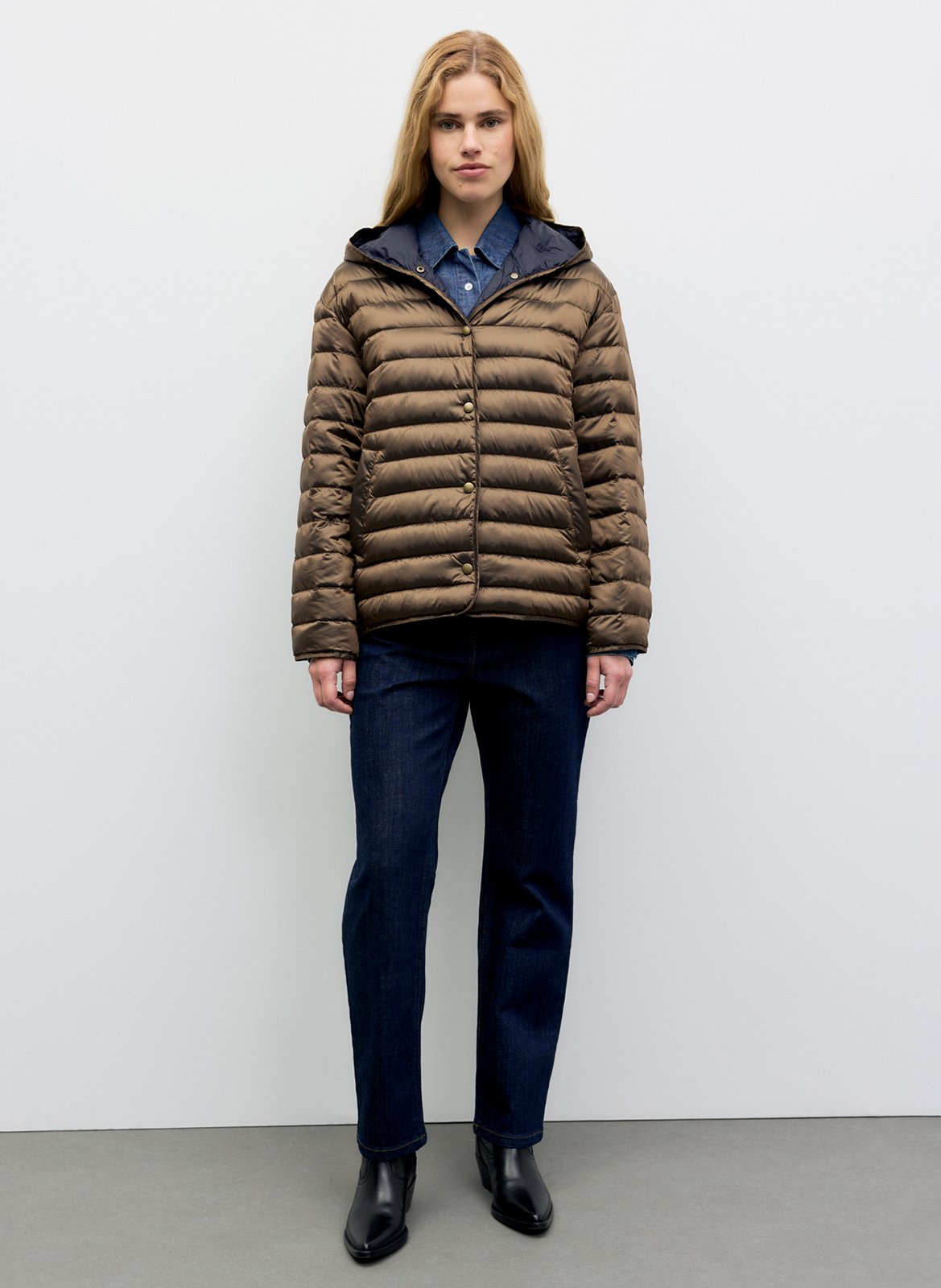 Doudoune droite à capuche GERARD DAREL Marron
