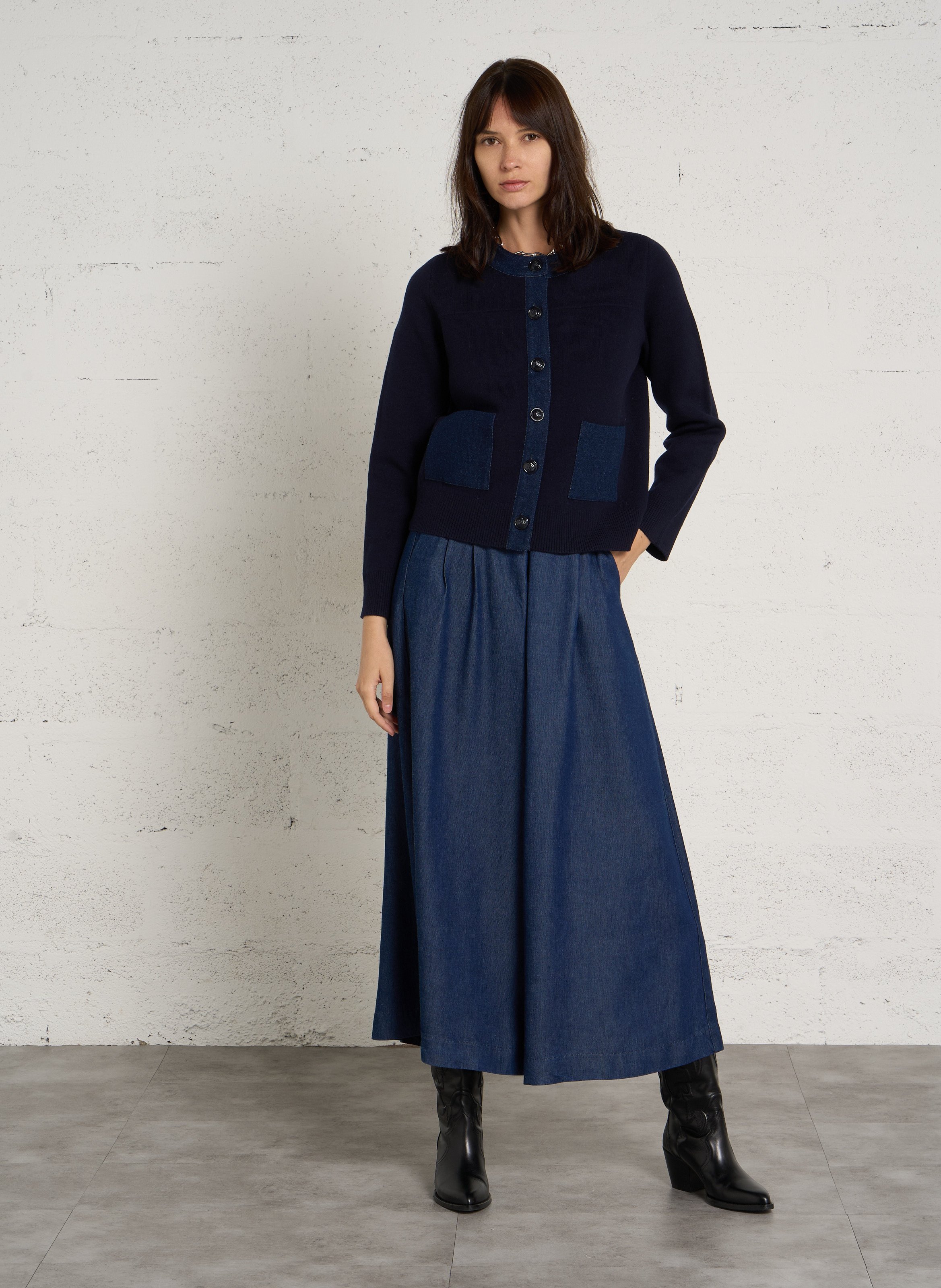 Rechte jas van gemengde wol MAISON 123 Blauw