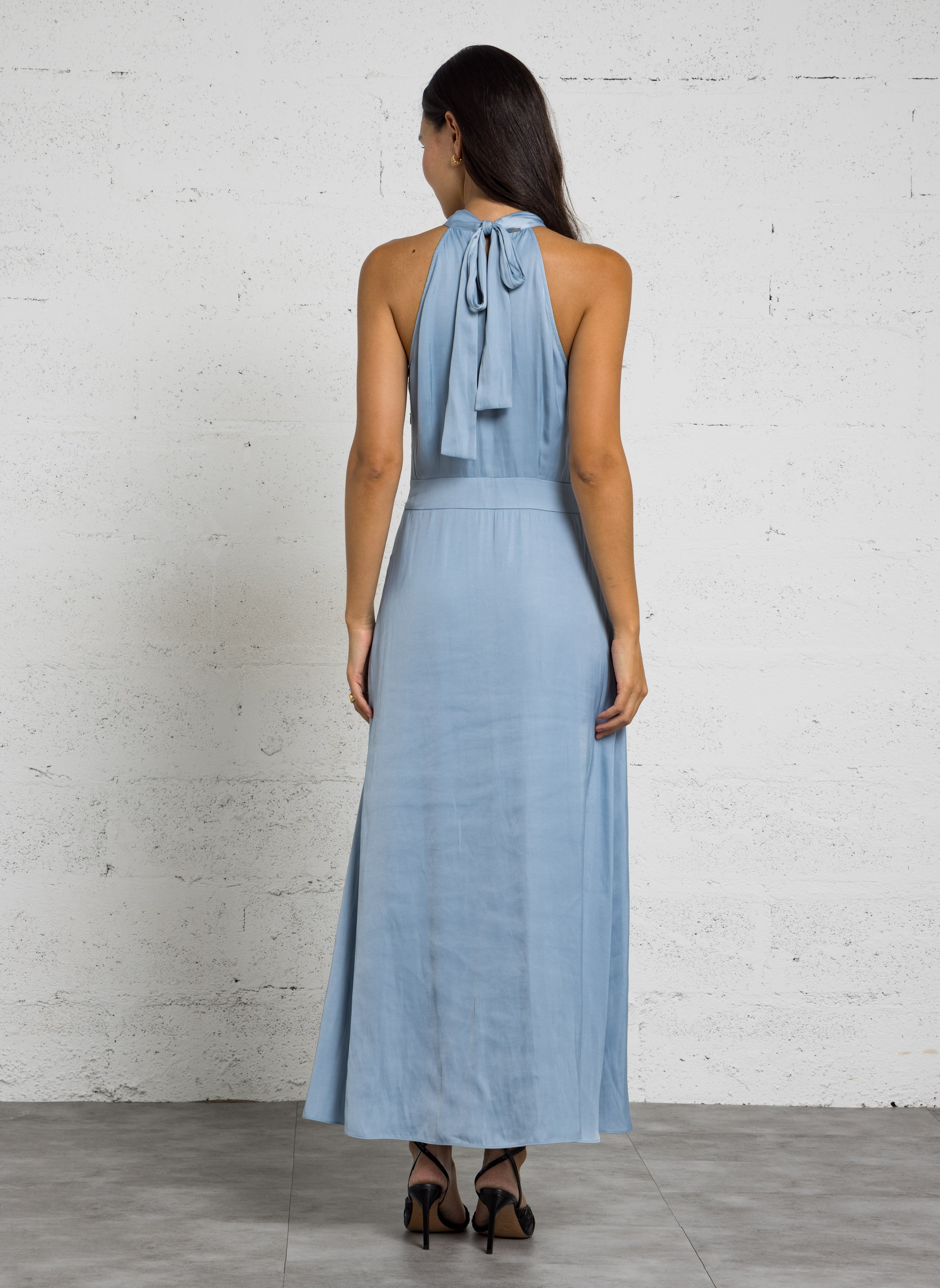 Robe longue sans manches satinée IKKS Bleu