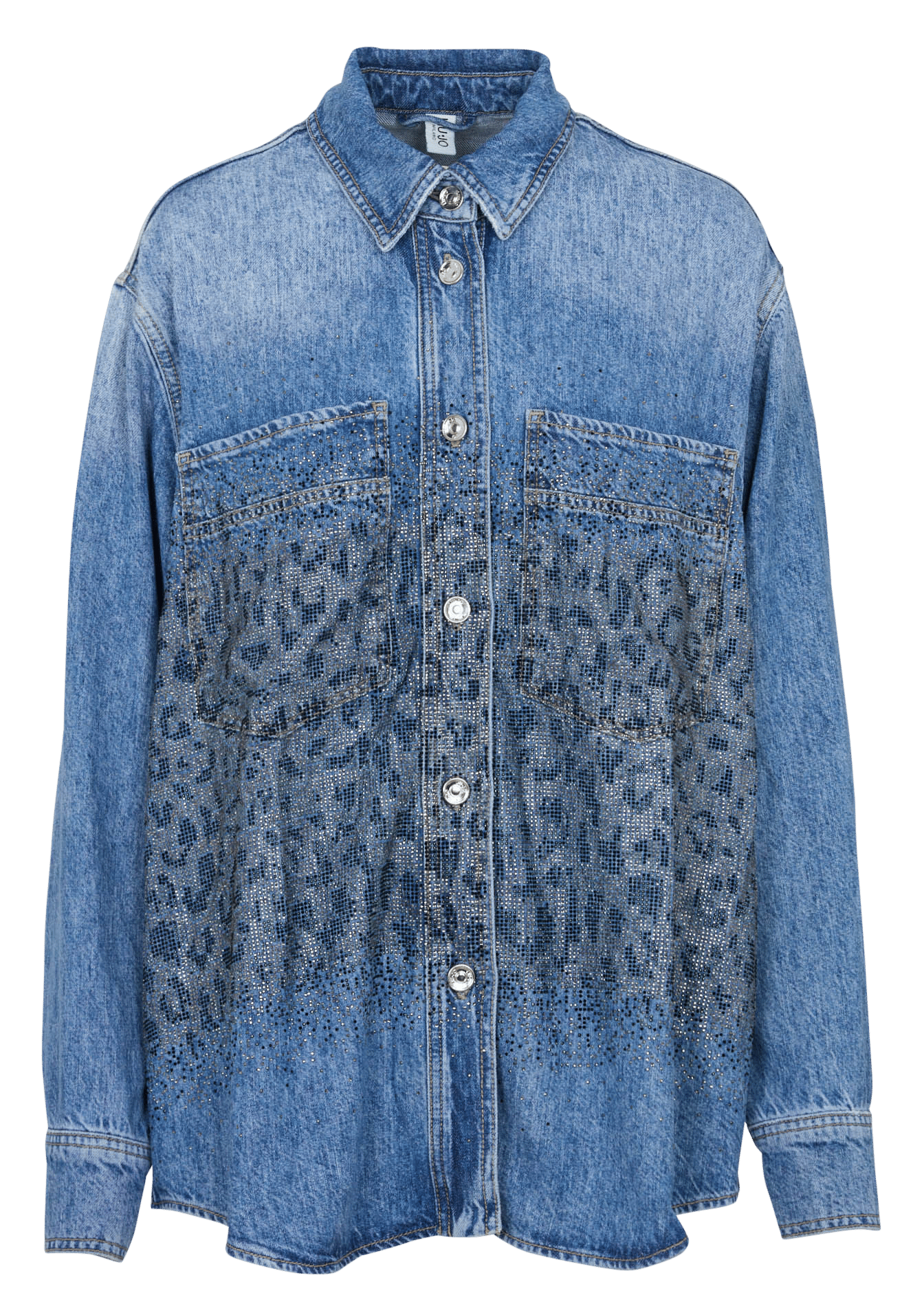 Weite Hemdbluse mit Strassdetails LIU JO Blau