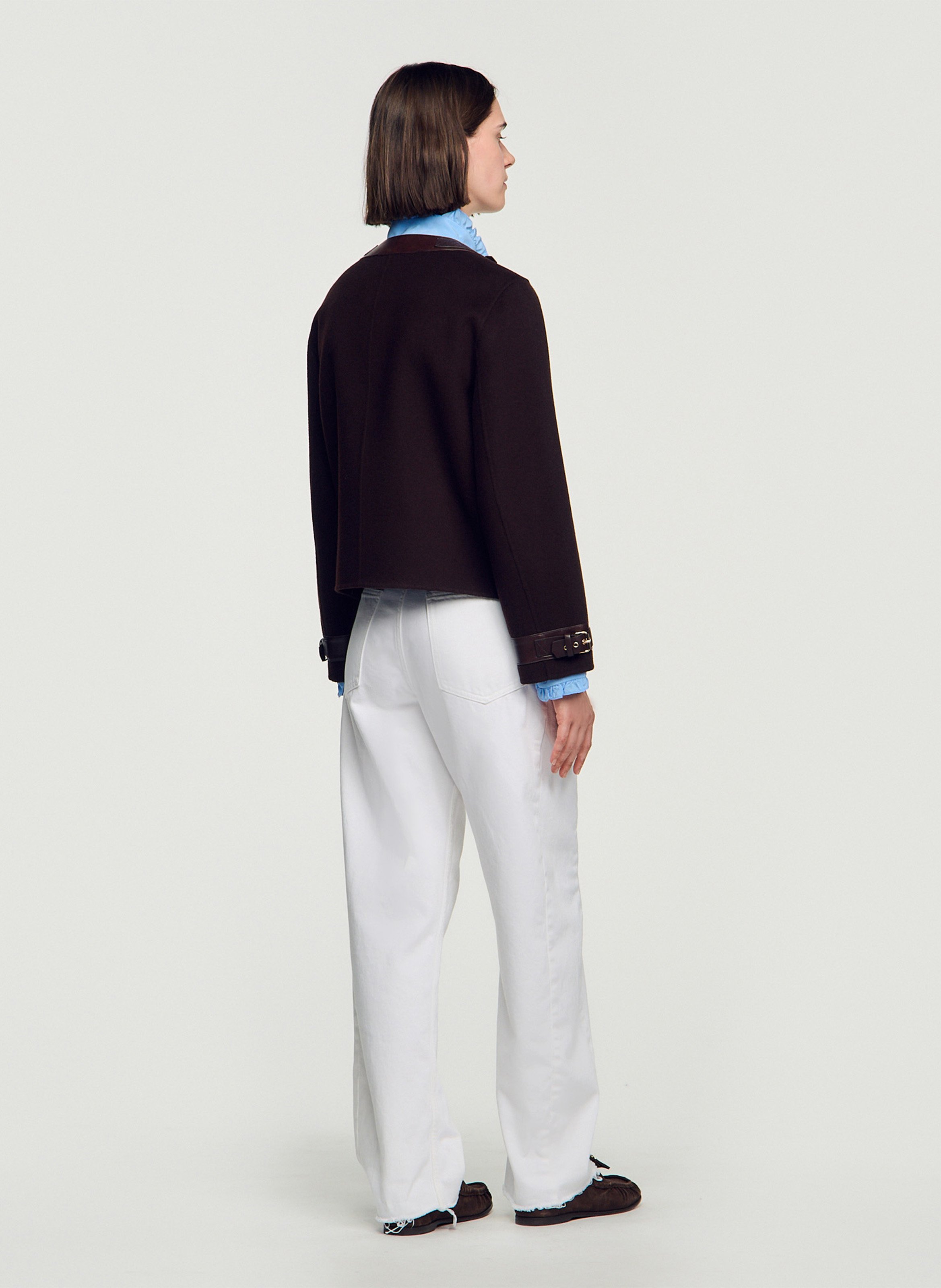 Straight wool-blend coat SANDRO Brown