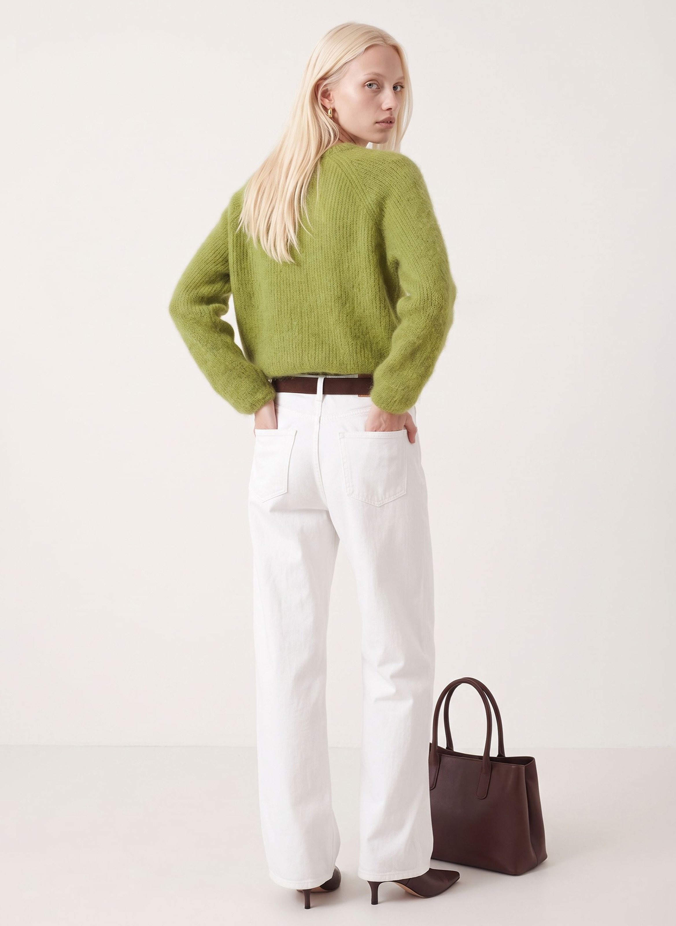 Pull droit col rond en laine mélangée KOOKAI Vert