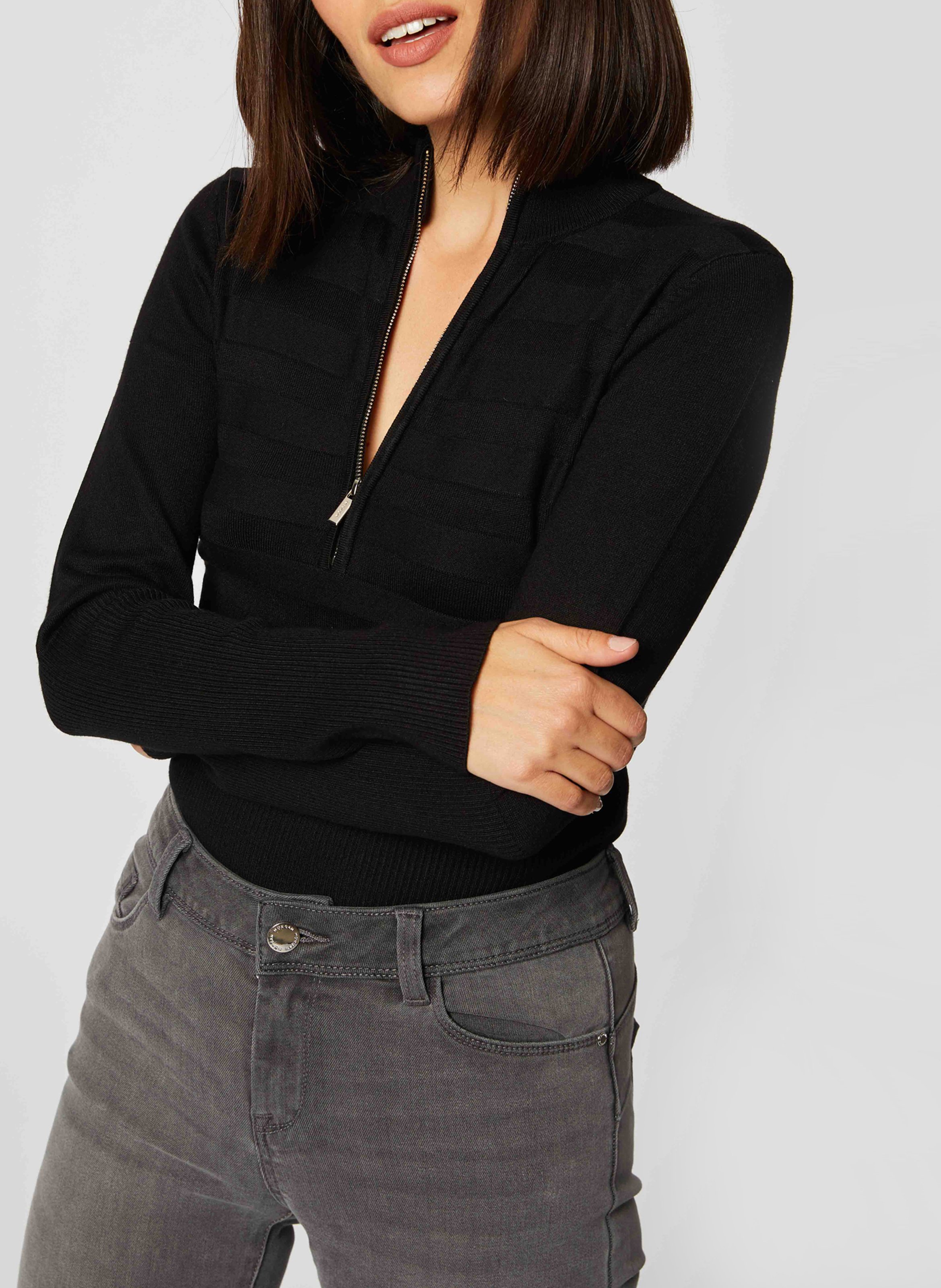 Pull col montant zippé MORGAN Noir