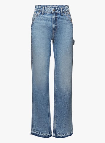 Jean femme gris clair brodé taille haute I Quing Jean femme gris clair brodé taille haute I Quing