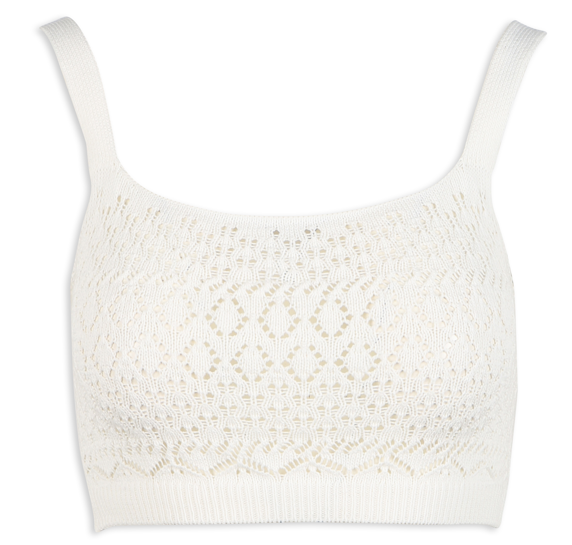 Embroidered openwork cotton knit sleeveless top MAX&Co. White