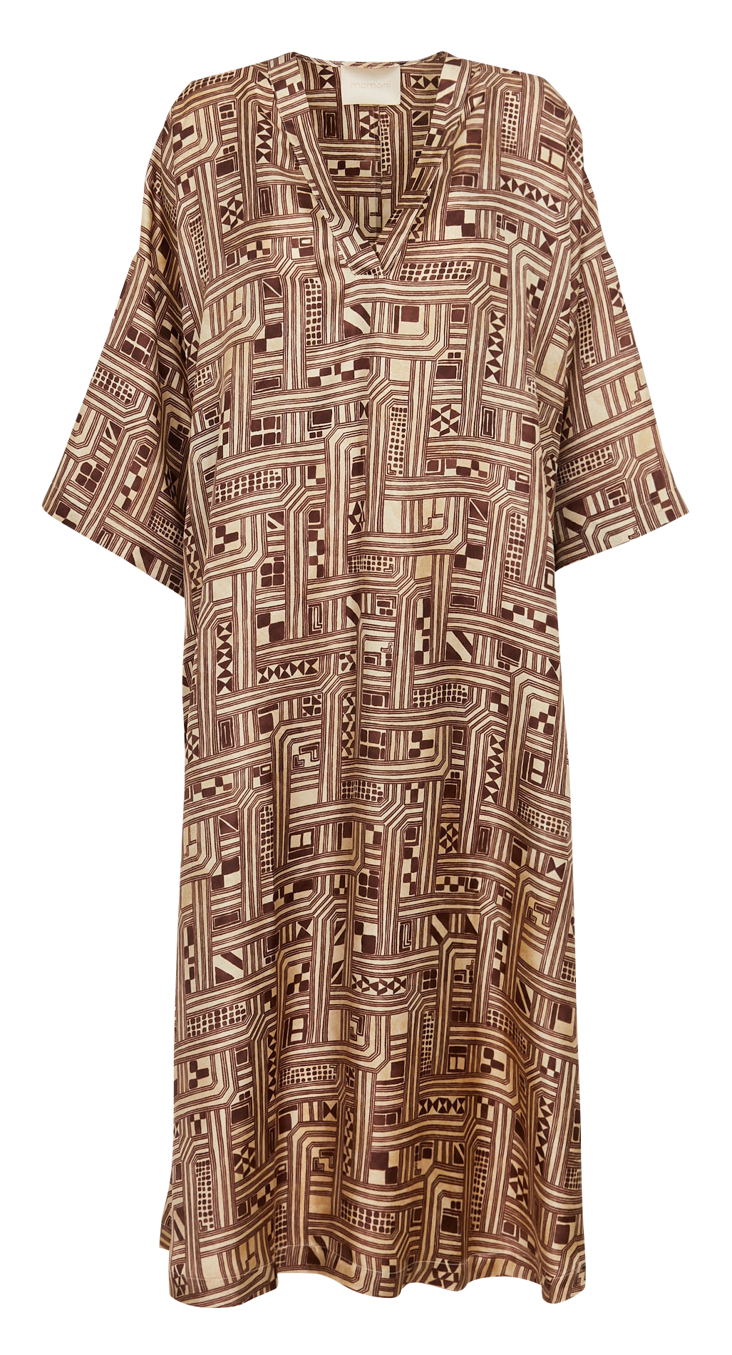Printed silk V-neck midi dress MOMONI Beige