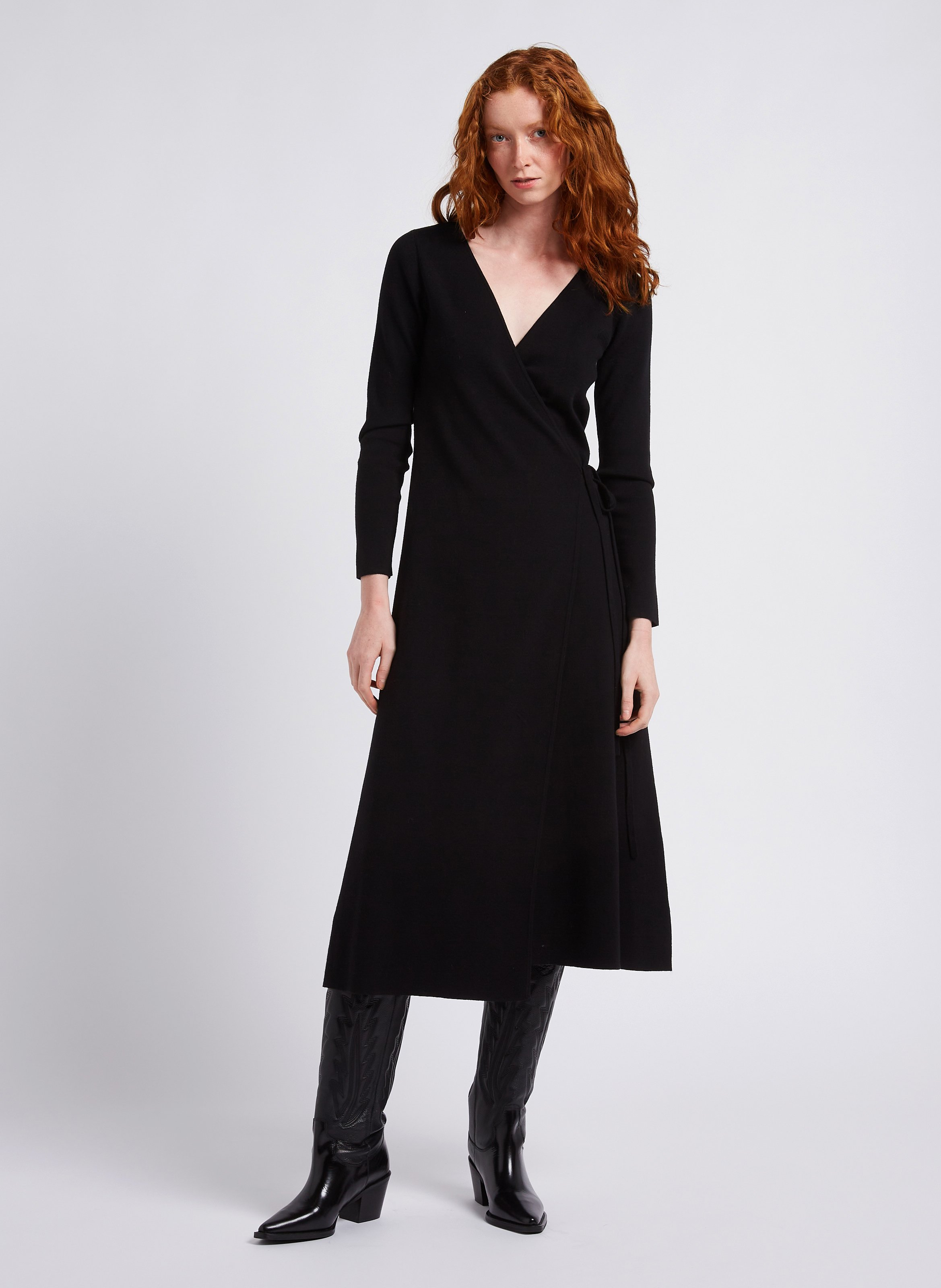 Robe midi en maille Noir