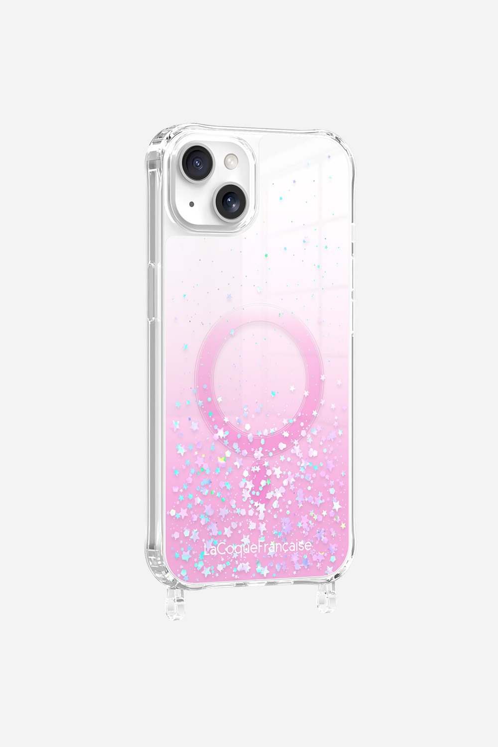 Magsafe glitter phone case with rings for iPhone 15 plus LA COQUE FRANCAISE Pink