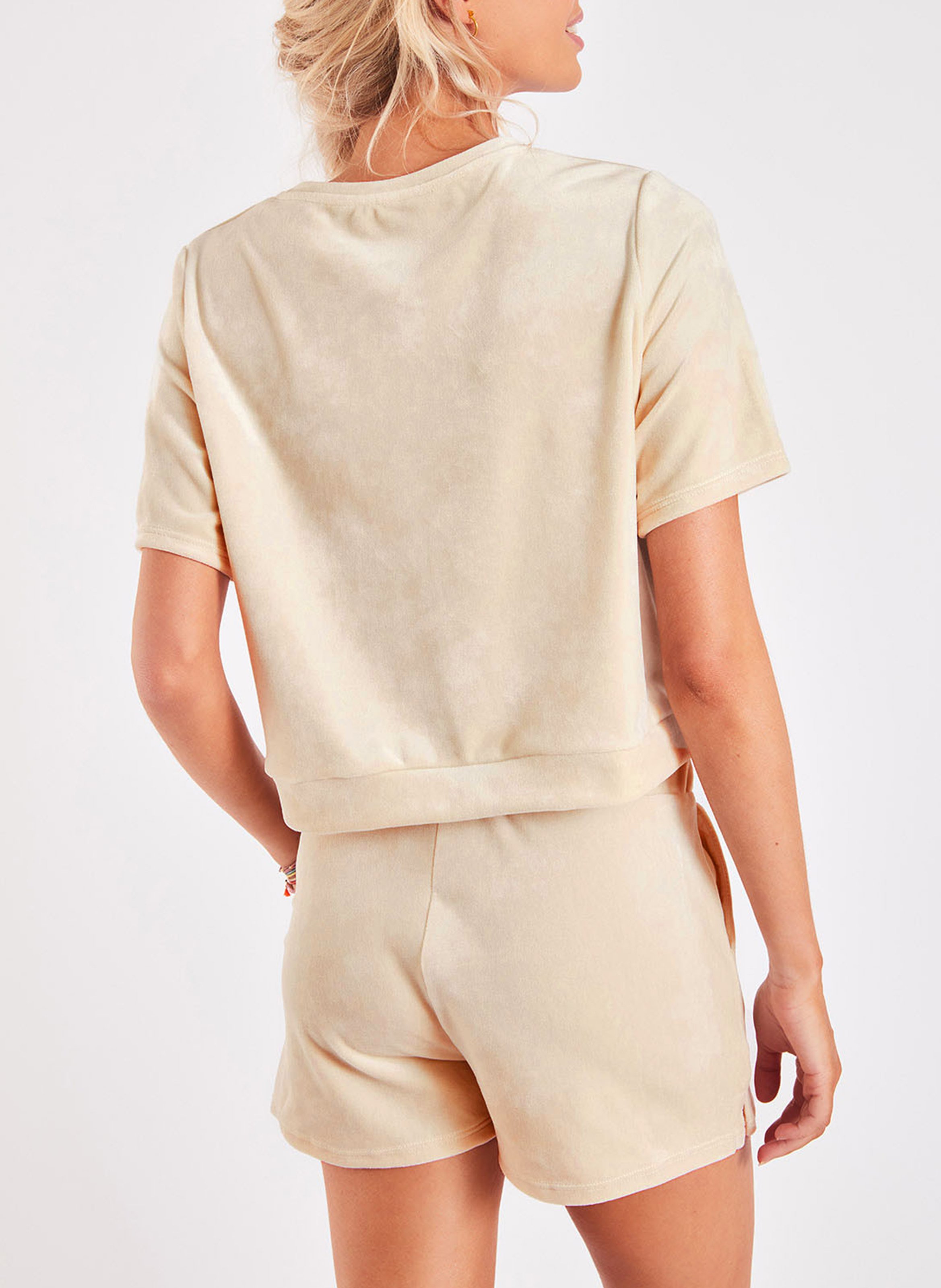 Top droit col rond en velours BANANA MOON Beige