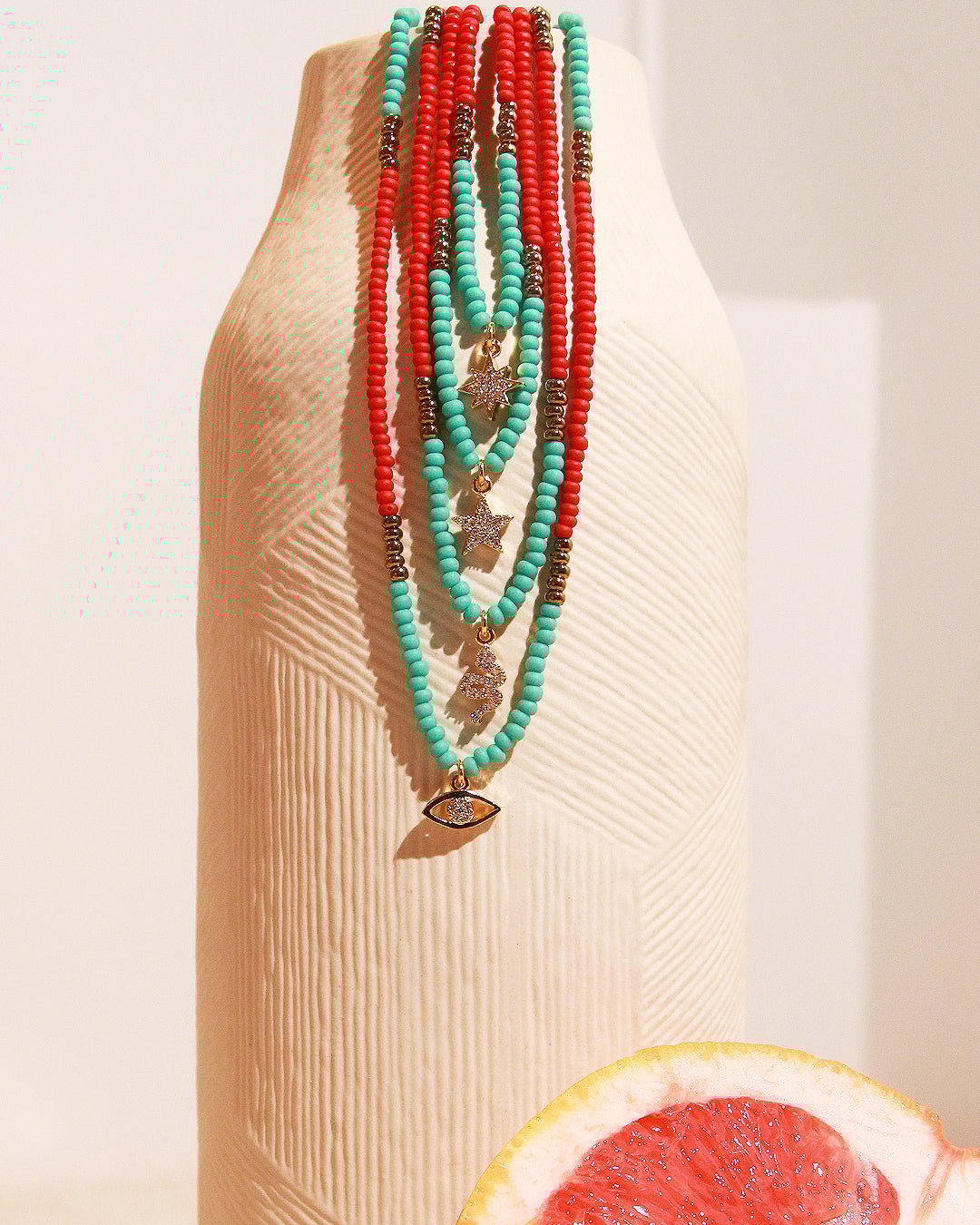 Gold-plated Capri Summer necklace NILAI Multicolored