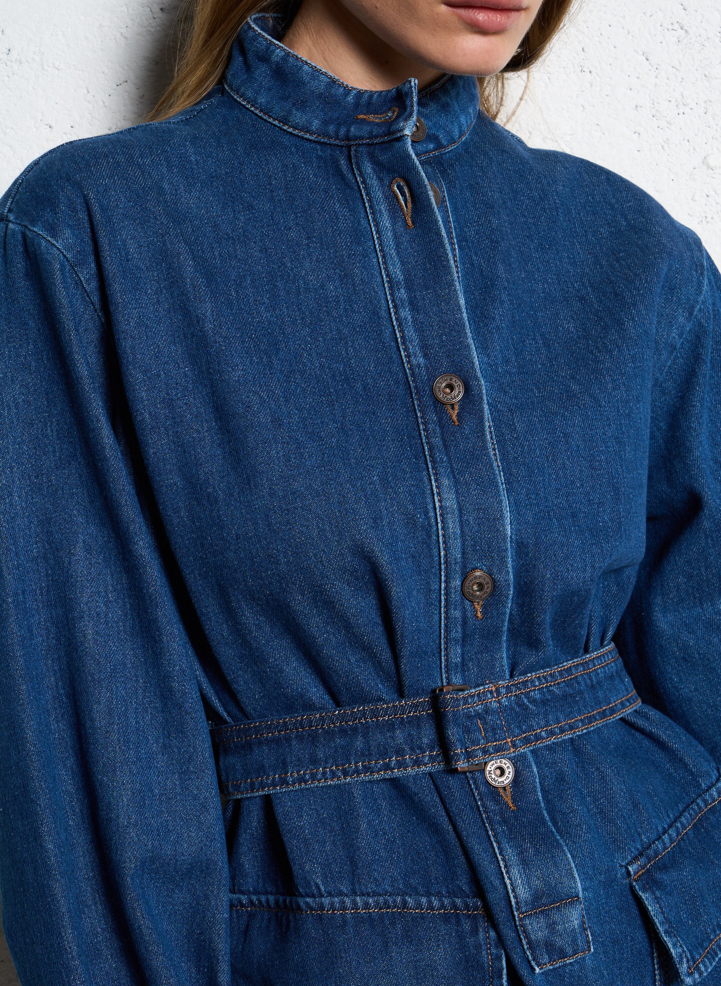 Robe courte col rond en jean MAX MARA WEEK END Bleu