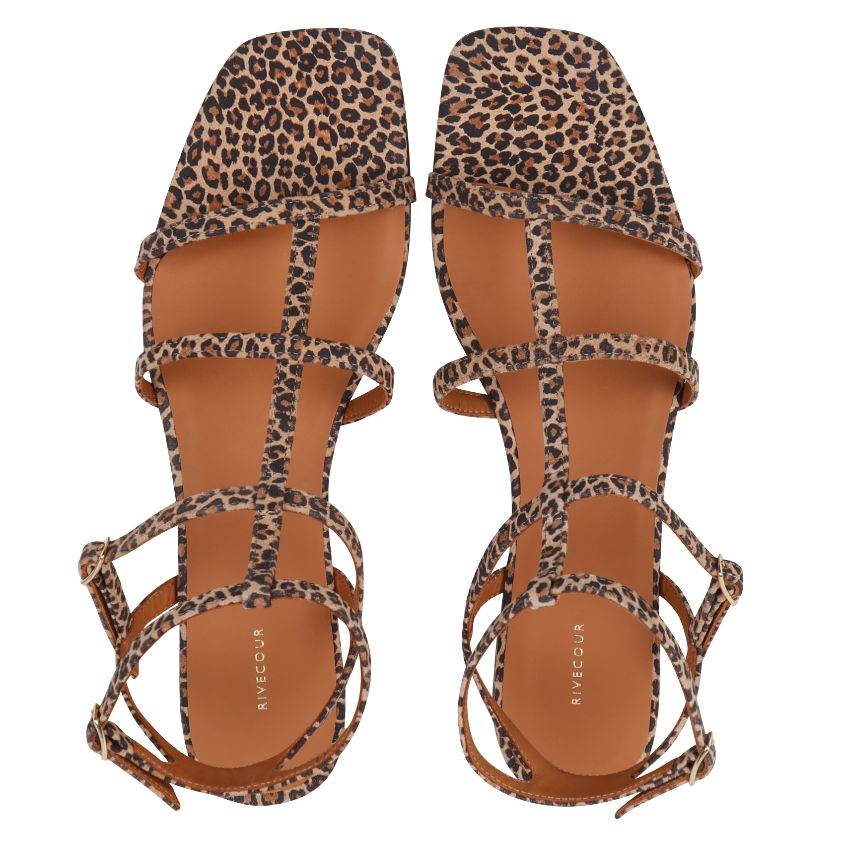 Sandales plates en cuir imprimé RIVECOUR Multicolore