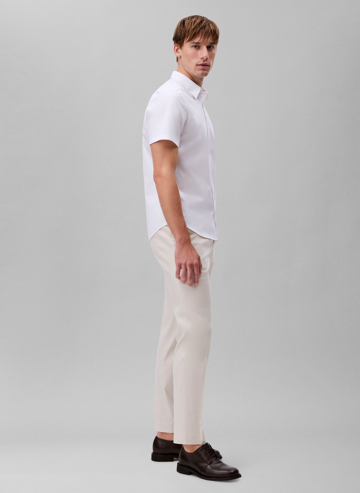 Cotton-mix slim-fit shirt CALVIN KLEIN White