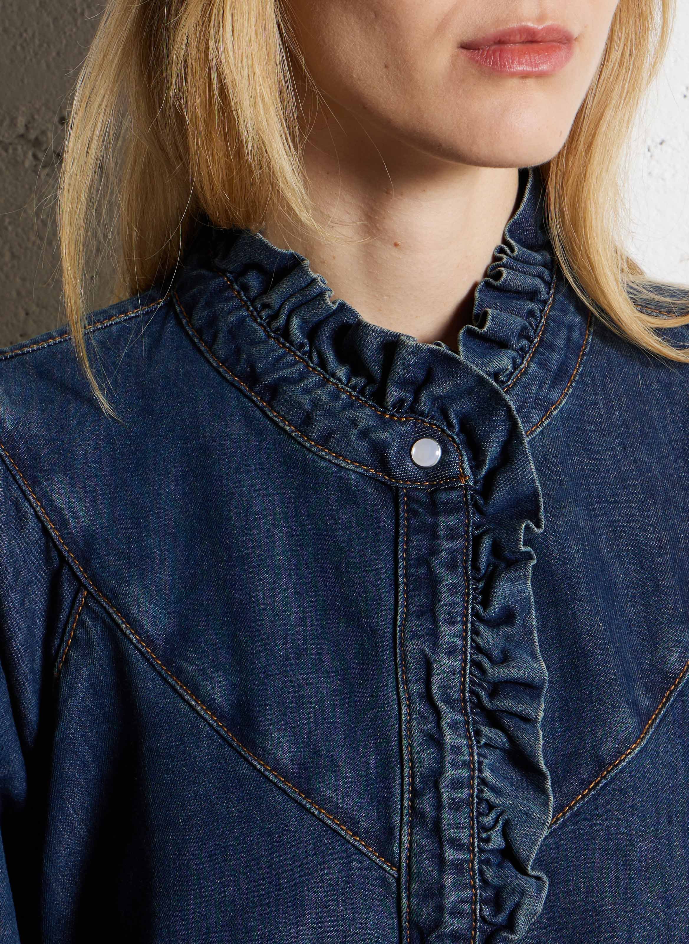 Blouse boutonnée en denim brut SUNCOO Bleu