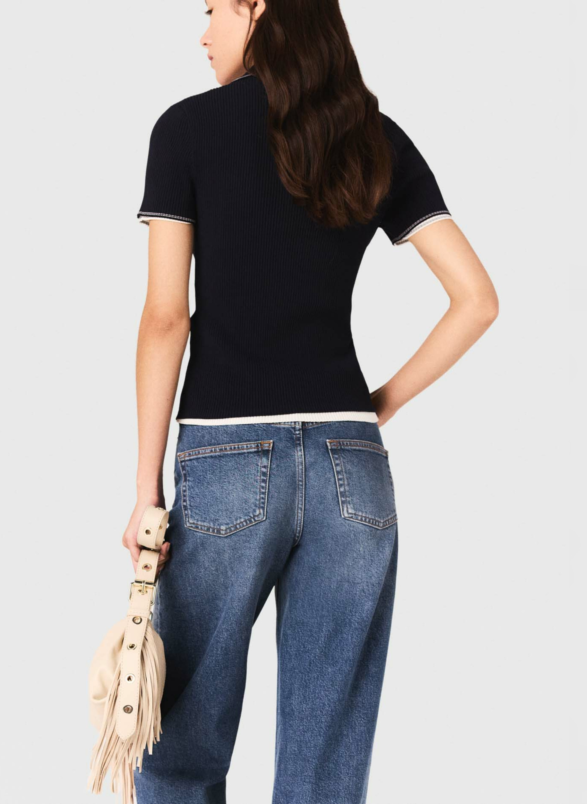 Pull col polo  MAJE Bleu