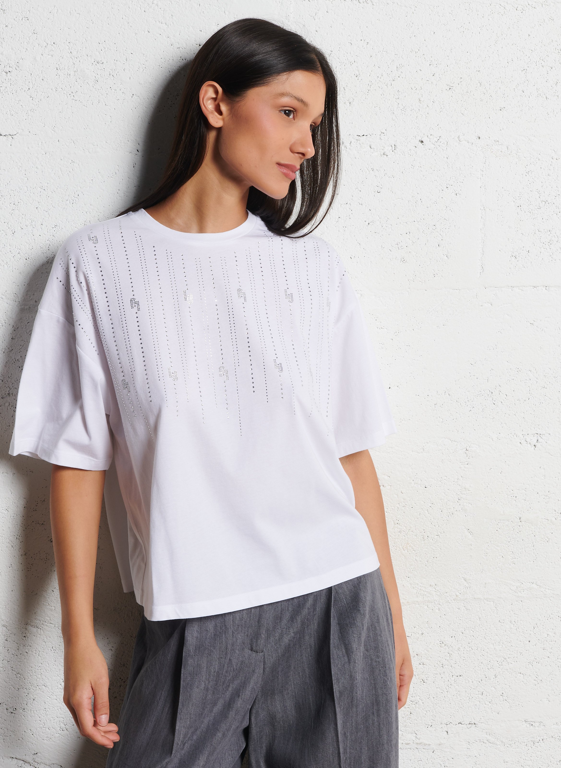 Camiliday round-neck sleeveless cotton top LIU JO White