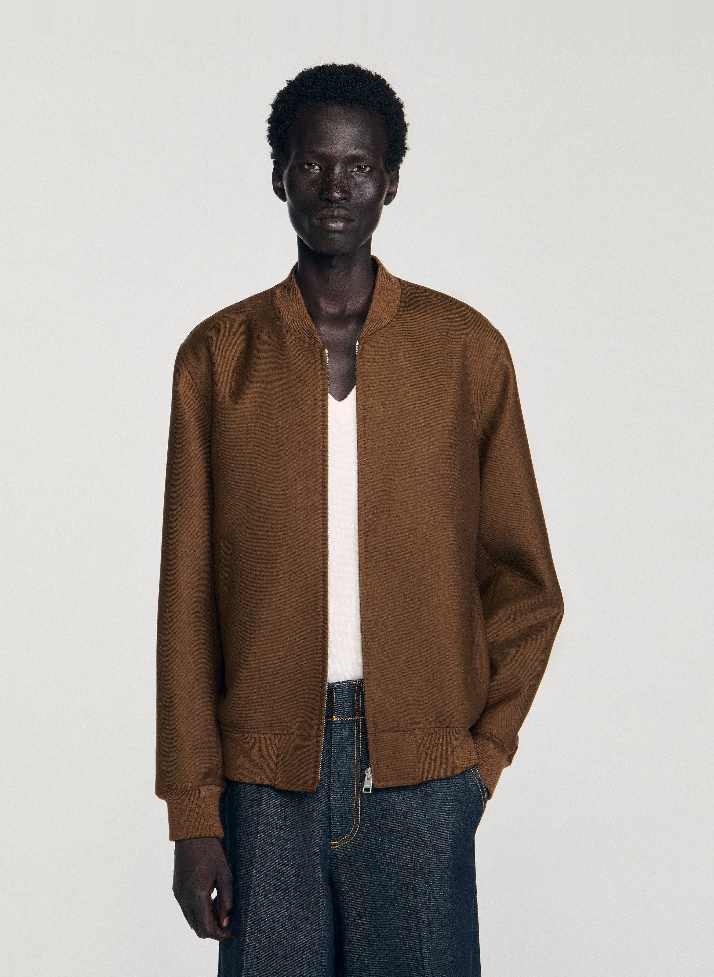 Blouson col teddy SANDRO Beige