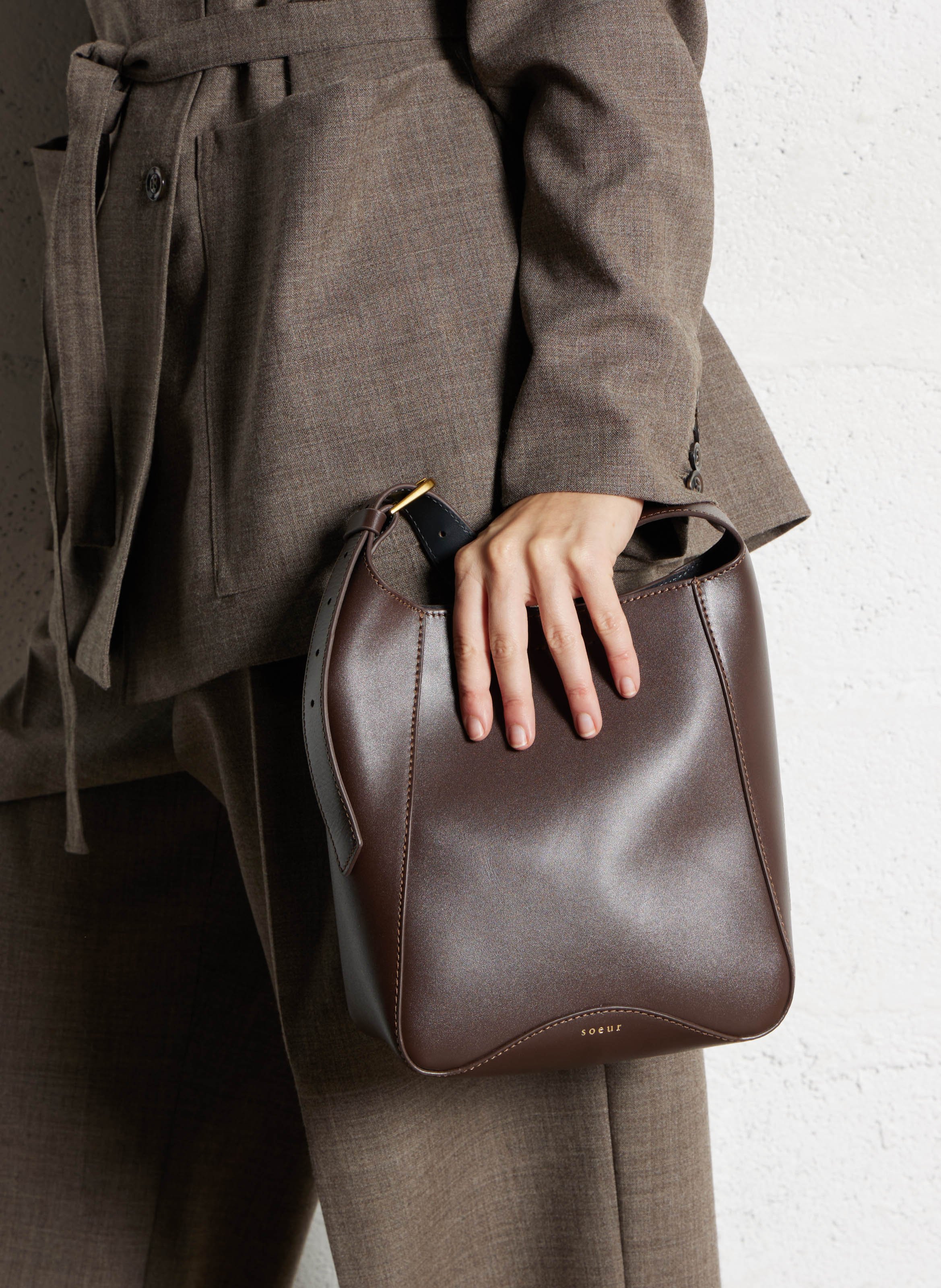 Dori leather shoulder bag SOEUR Brown