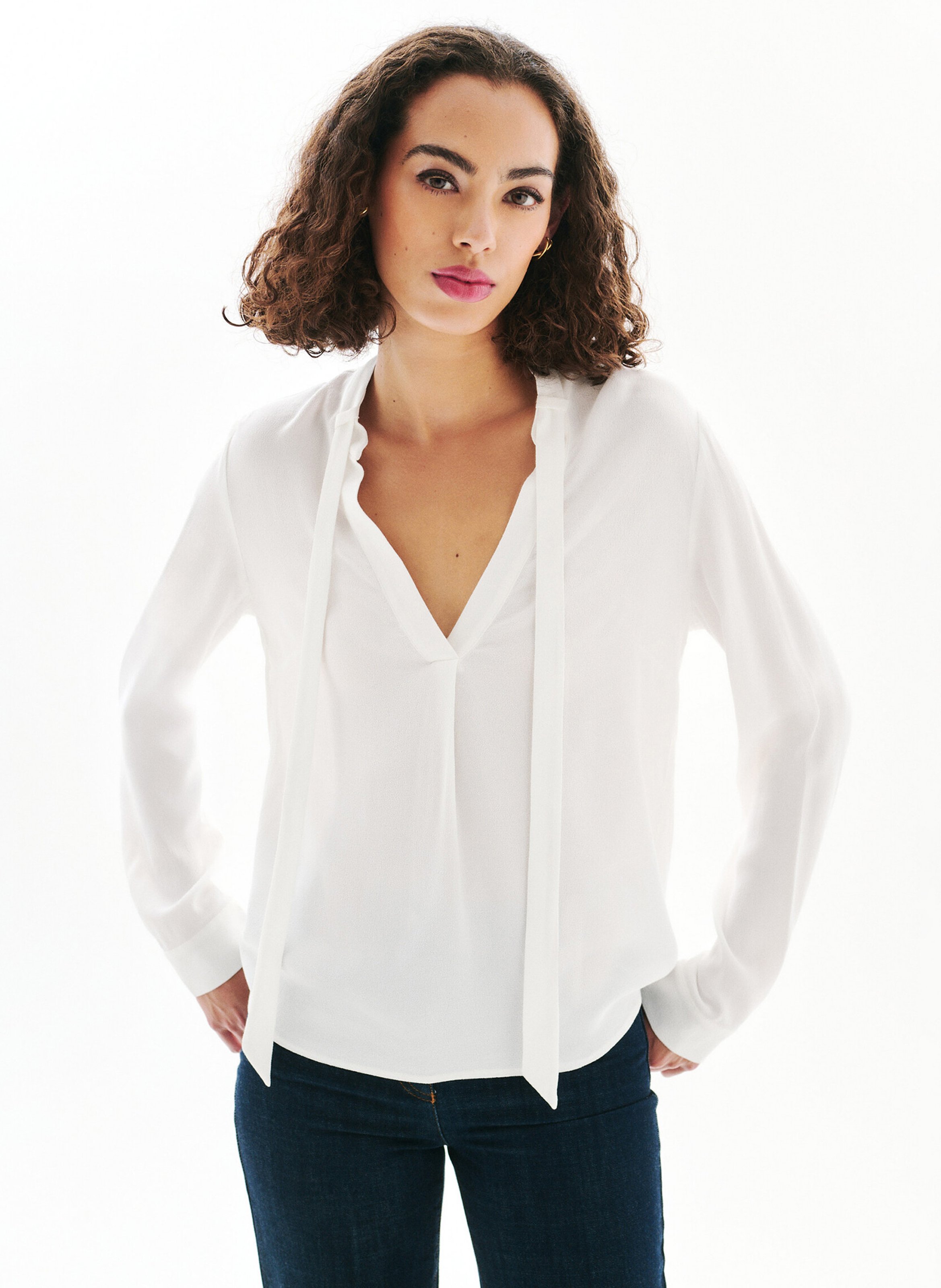 Blouse col V CAROLL Beige