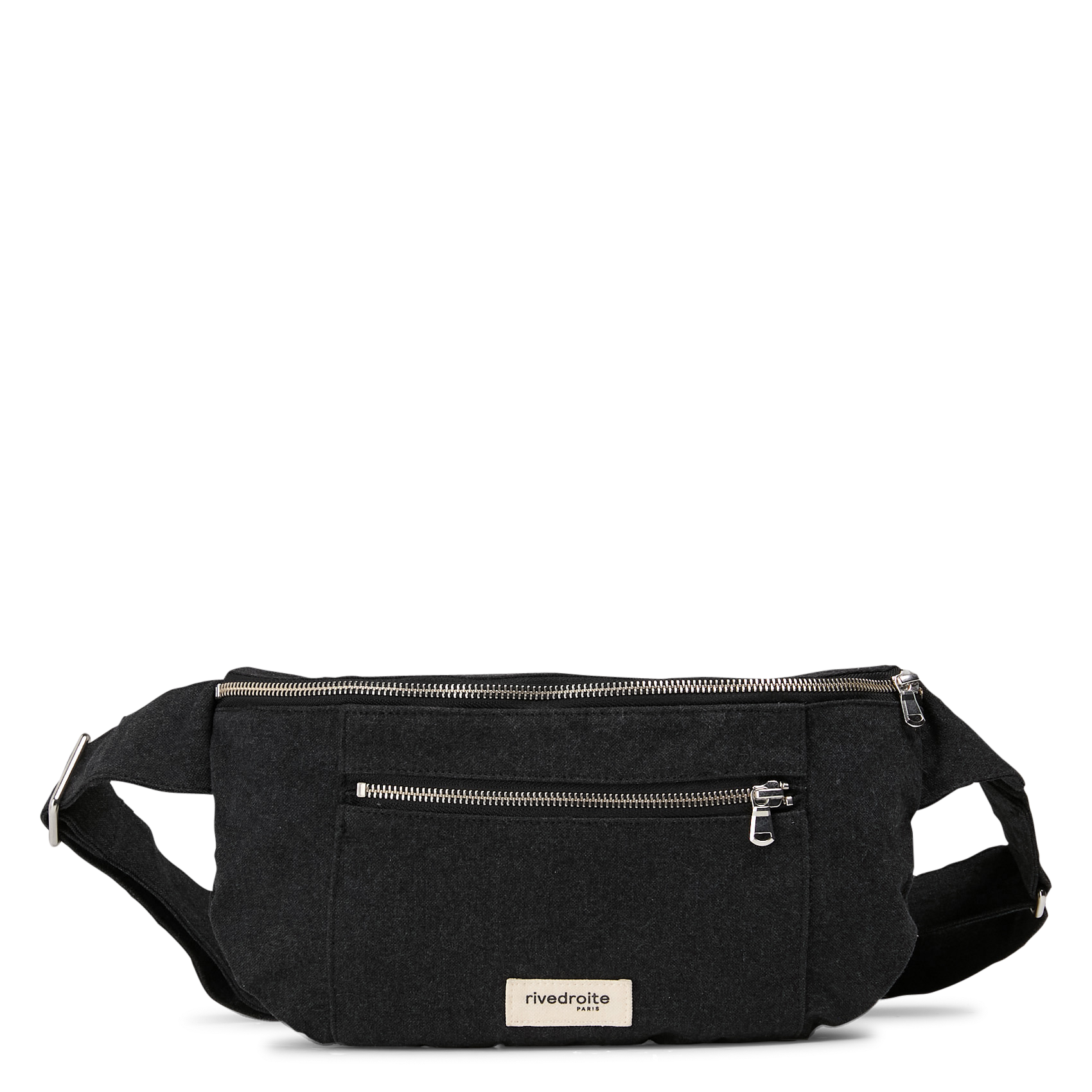 Solid zippered recycled cotton fanny pack RIVEDROITE PARIS Black
