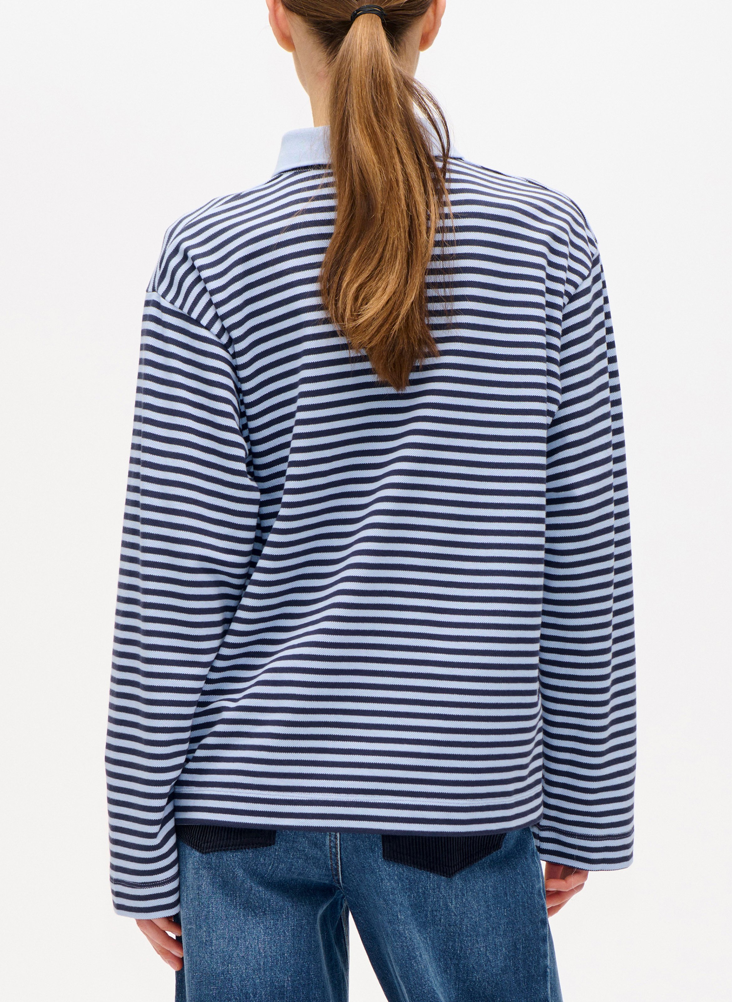 Straight striped organic cotton polo BAUM UND PFERDGARTEN Blue