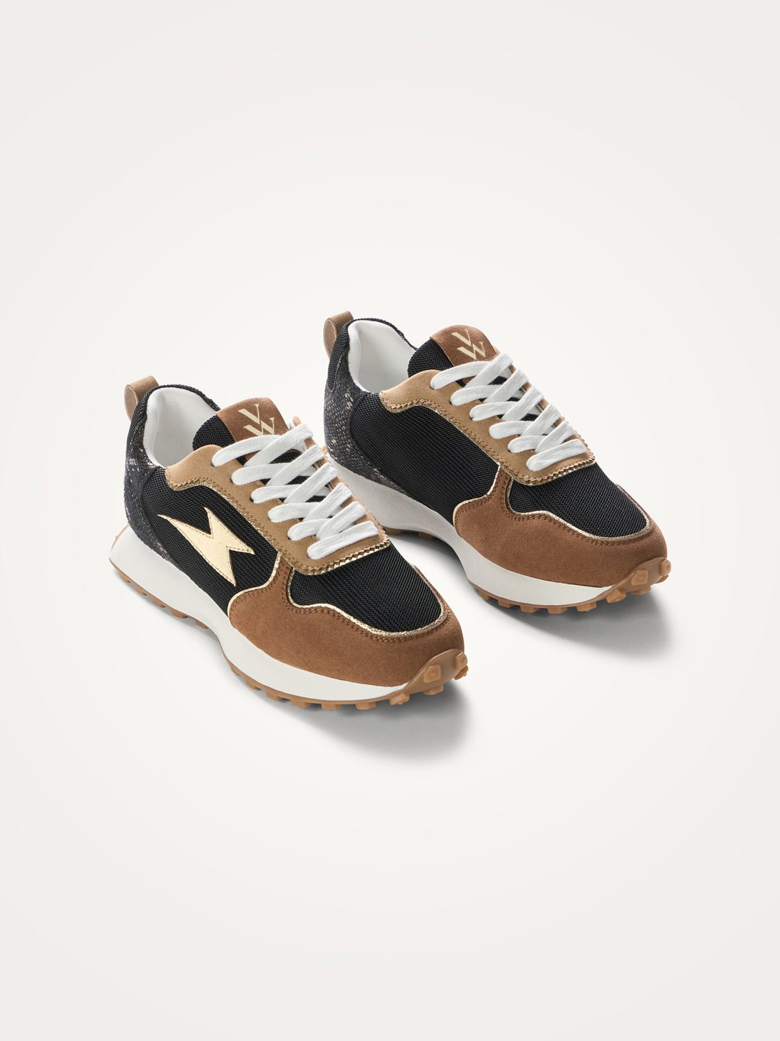 Contrasting leather-effect low-top sneakers VANESSA WU Brown