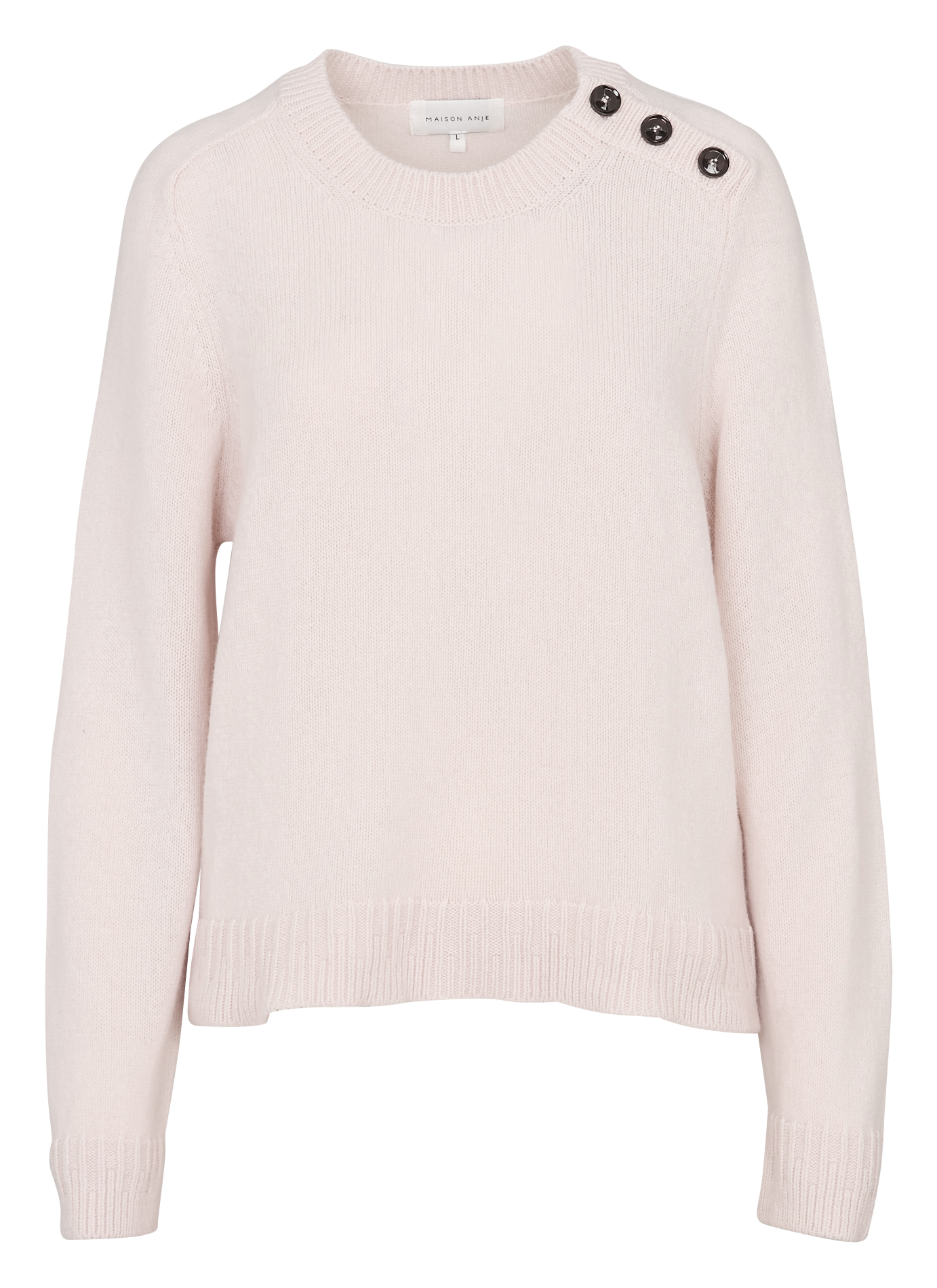 Pull col rond en laine et cachemire MAISON ANJE Rose