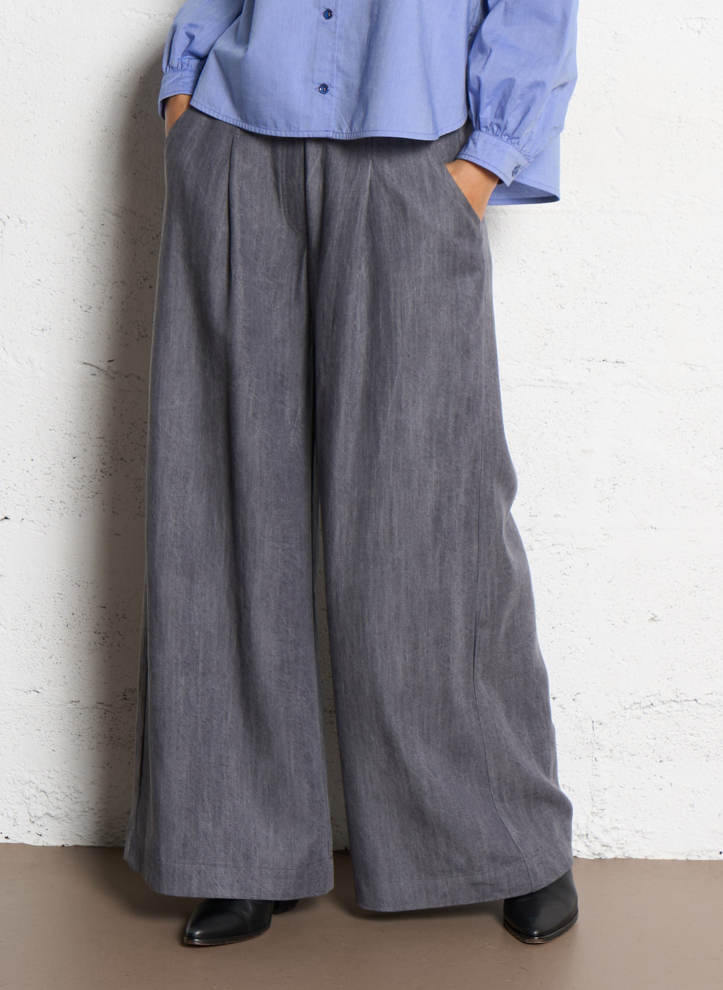 Pantalon large taille haute TINSELS Argent