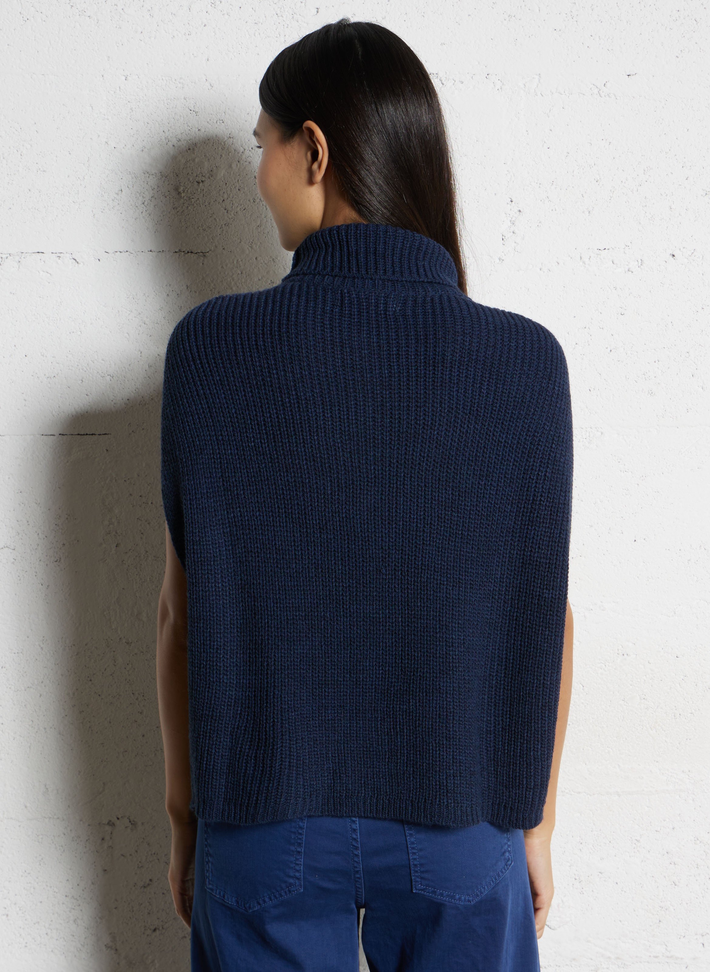 Pull oversize col roulé PLEASE Bleu