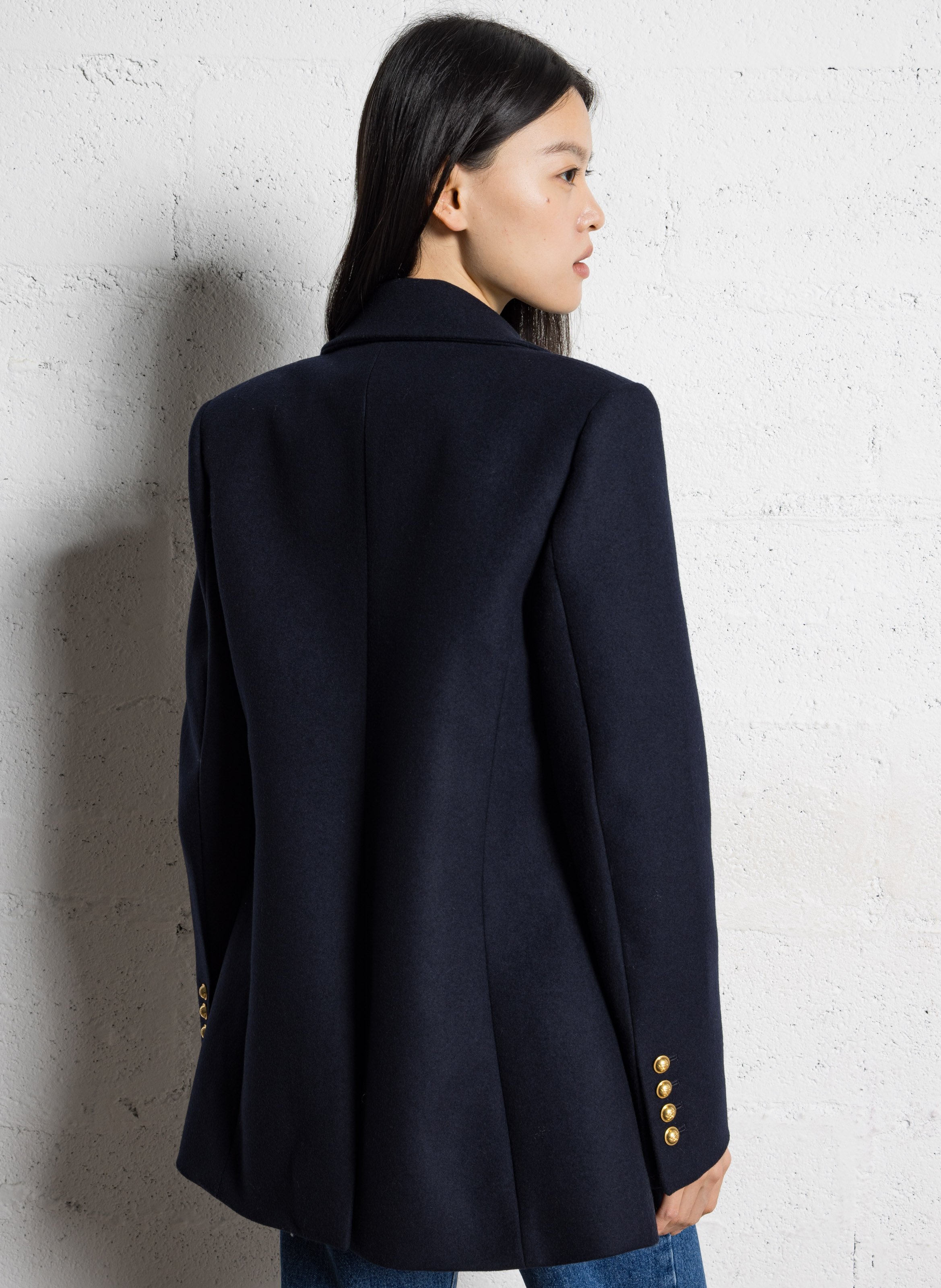 Gerade geschnittener Mantel aus Wollmix mit klassischem Kragen LAURENCE BRAS Blau