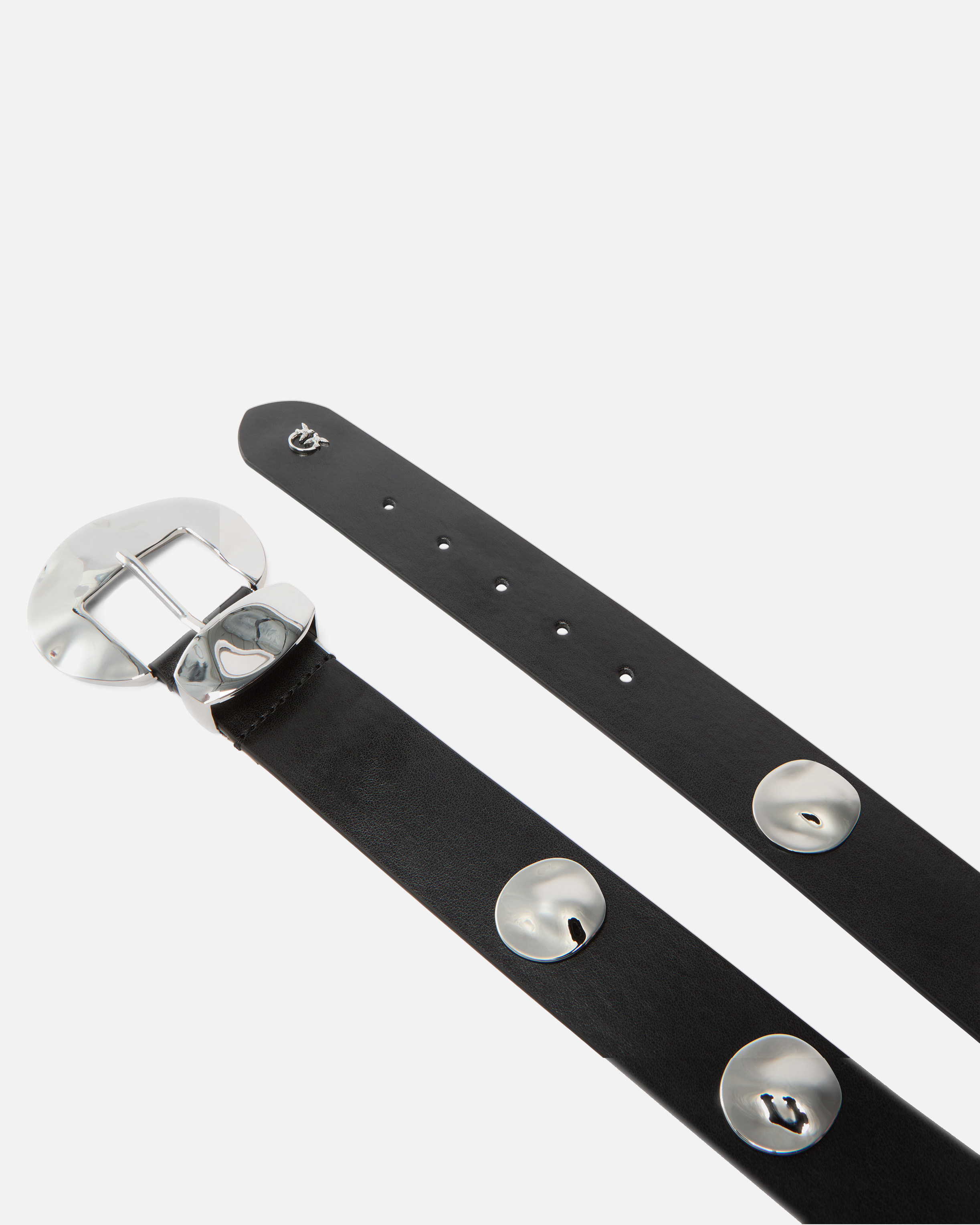 Studded belt with love birds logo 4 cm PINKO Black