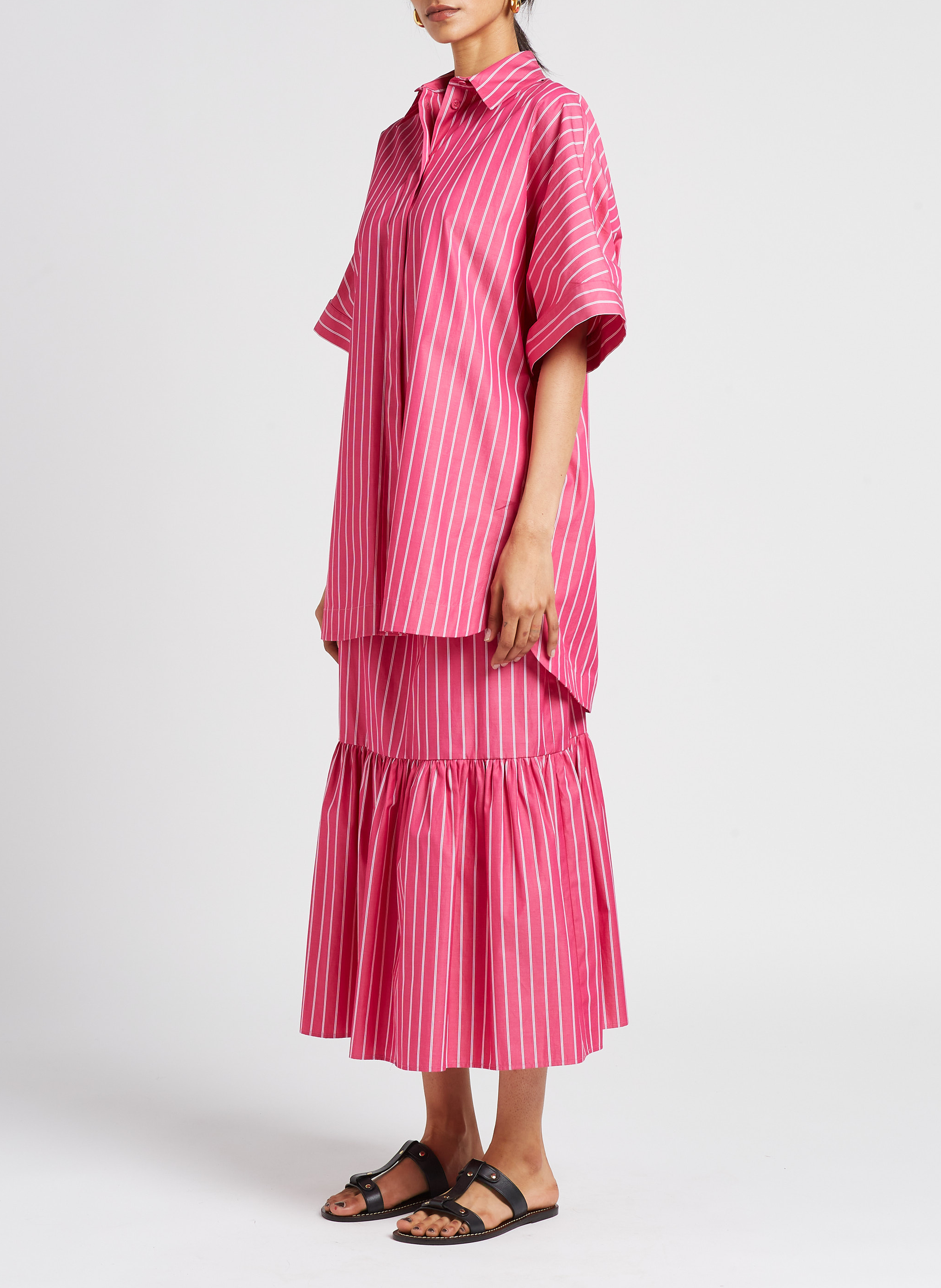 Halflange, katoenen rok met strepen MAX MARA LEISURE Roze