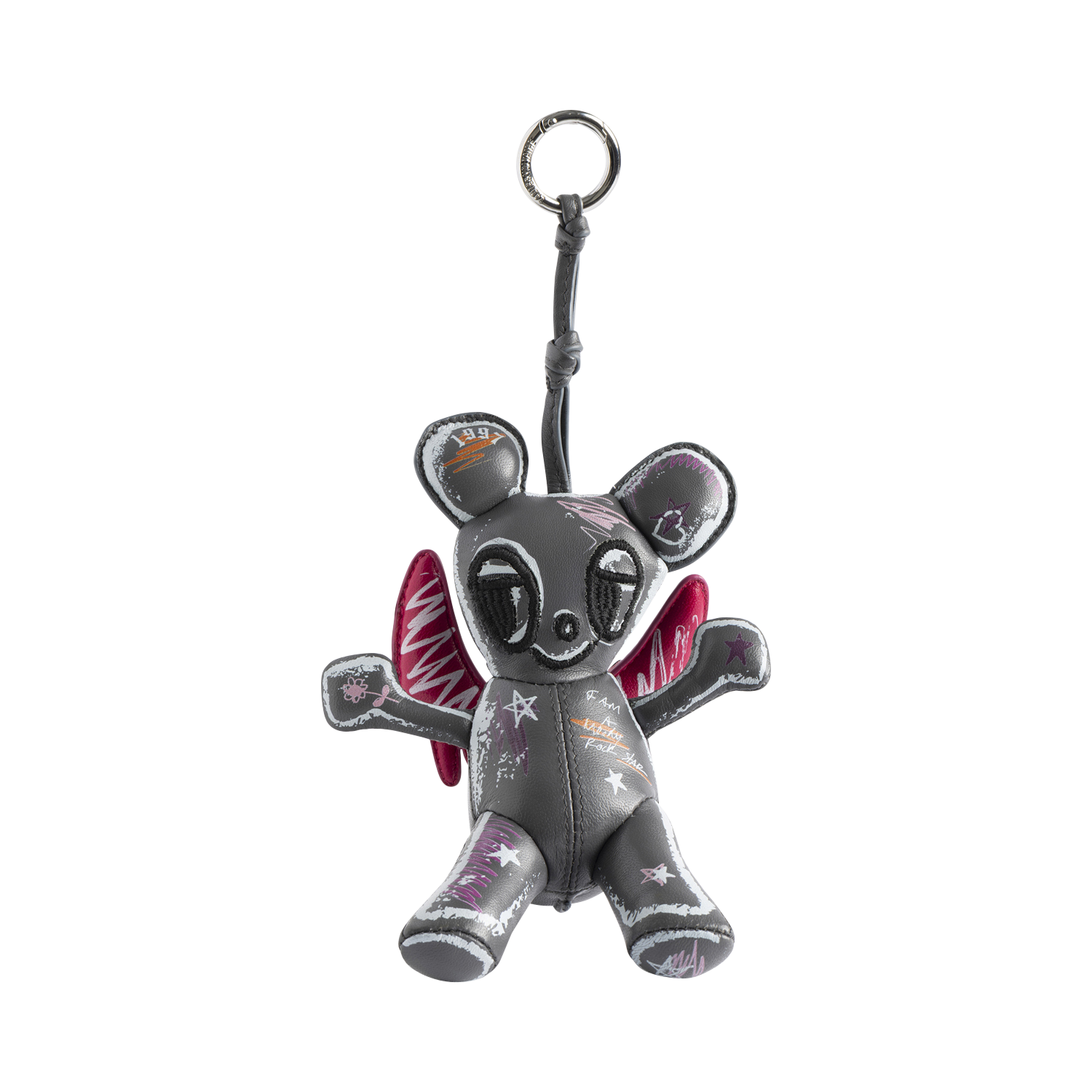 Porte-clés poupée souris à tags en cuir ZADIG&VOLTAIRE Gris