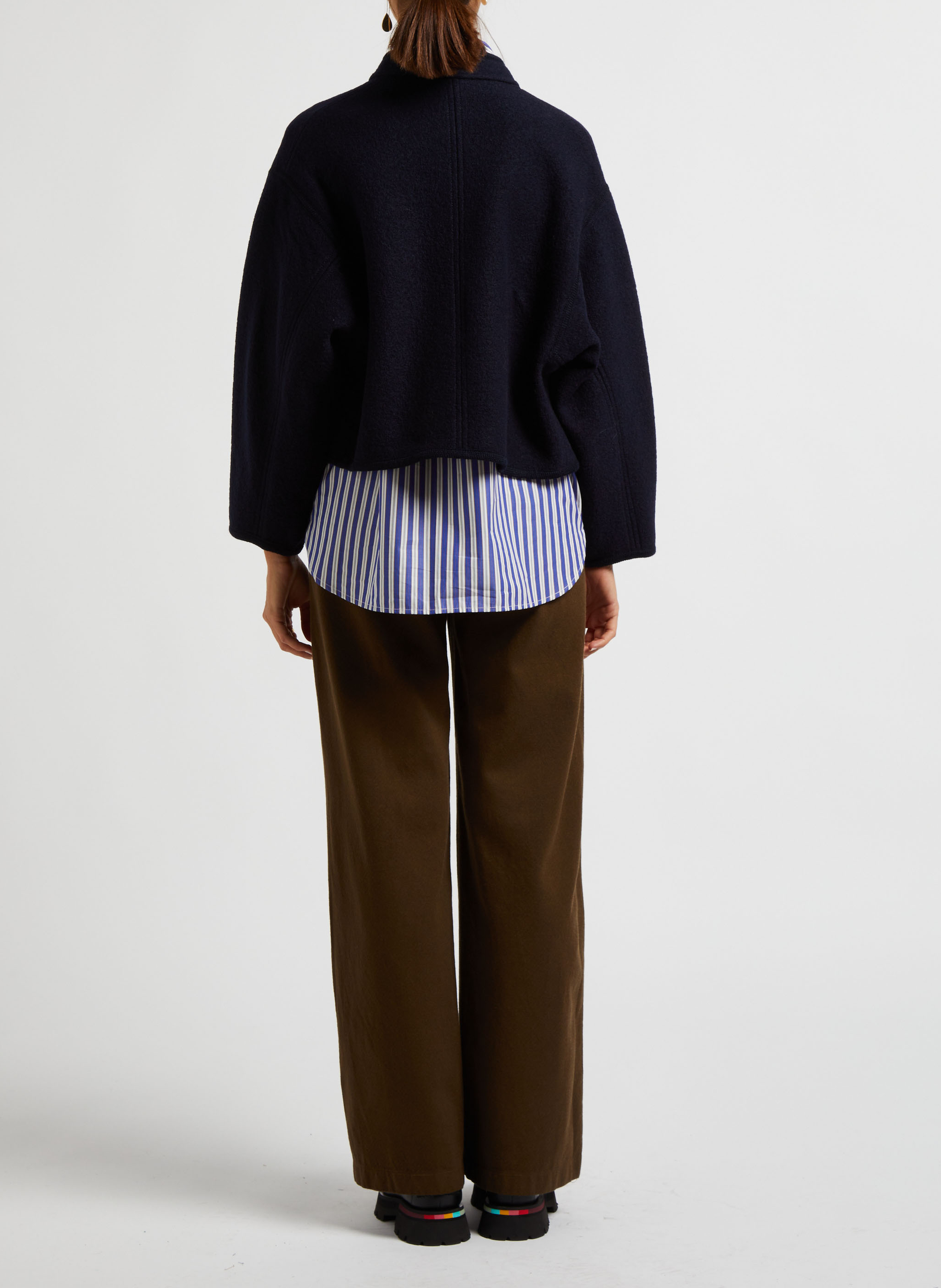 Pantalon large en laine et coton  POMANDERE Vert