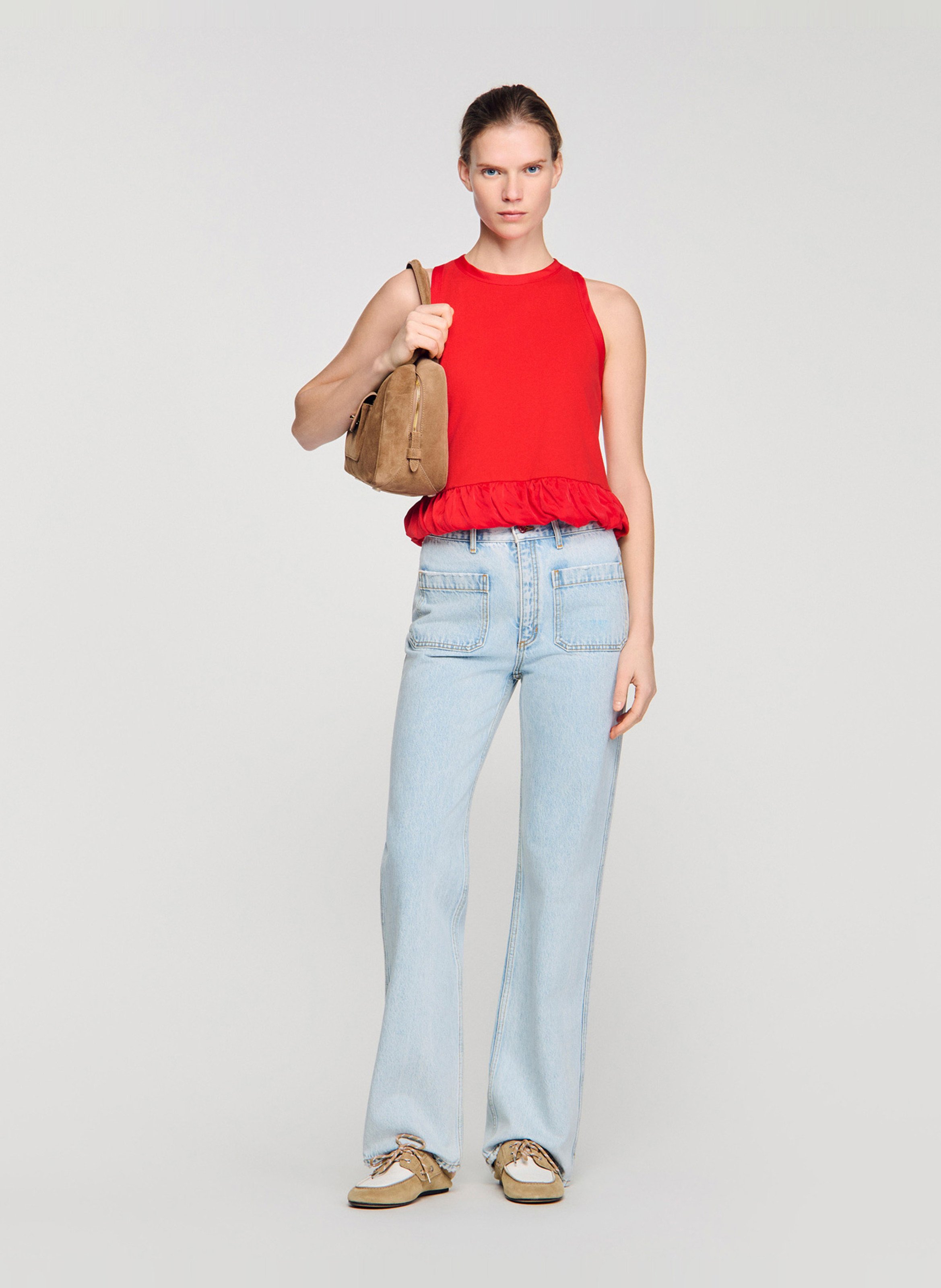 Jean droit en coton SANDRO Bleu