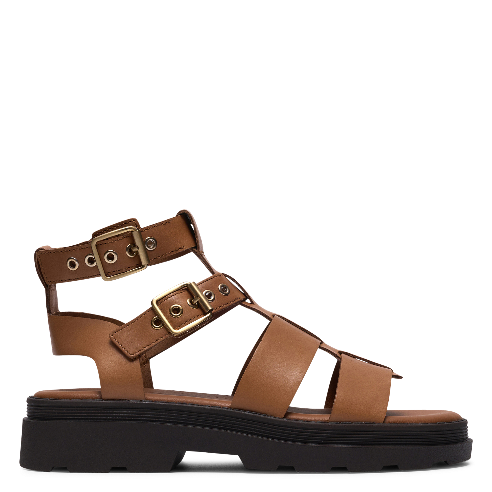 Aouda flat leather sandals CLARKS Brown
