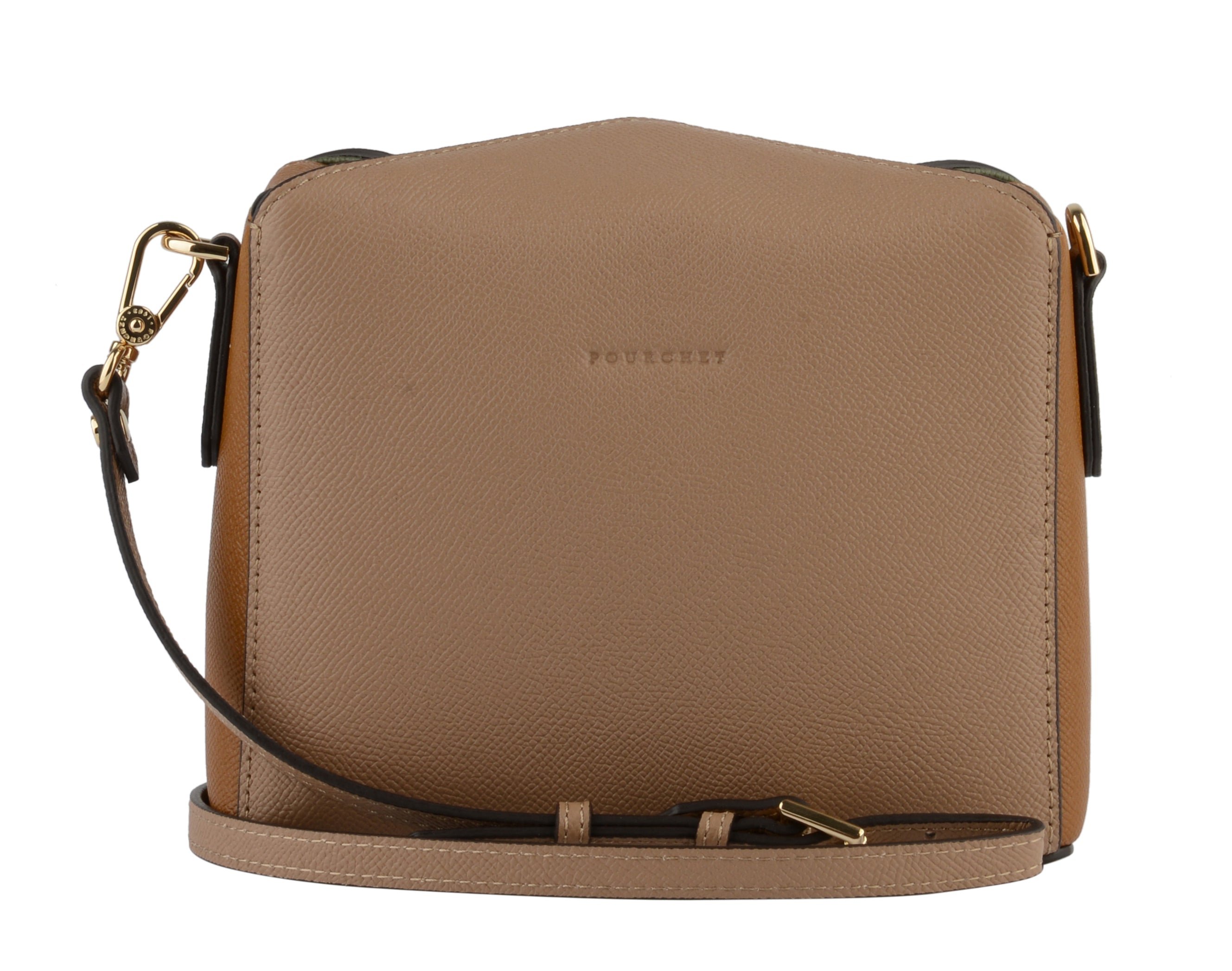 Calfskin leather shoulder bag POURCHET Grey